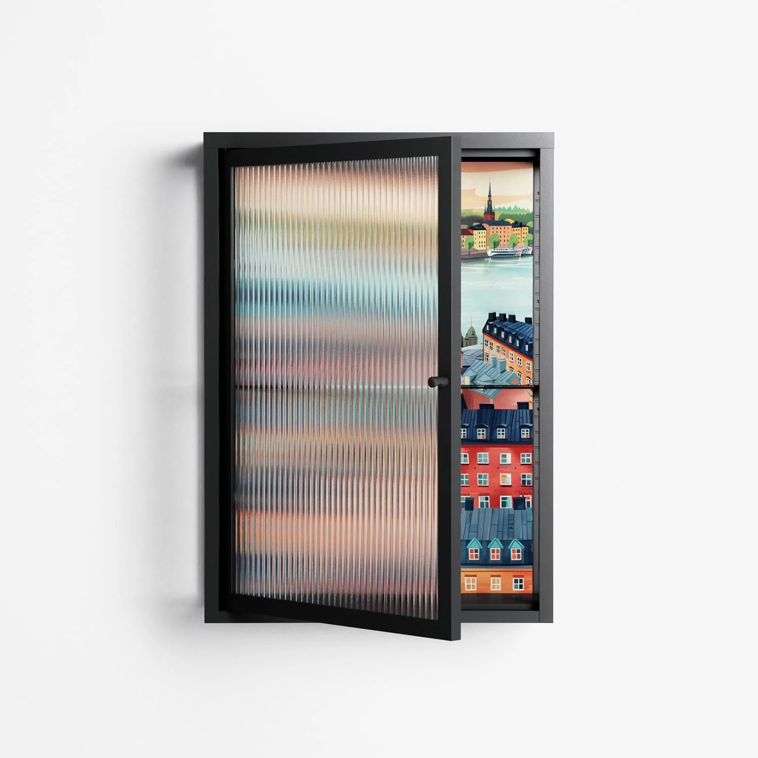 Gamla Stan - Wall Cabinet - Nur Rydberg - Antracite - Reeded glass - Image 2