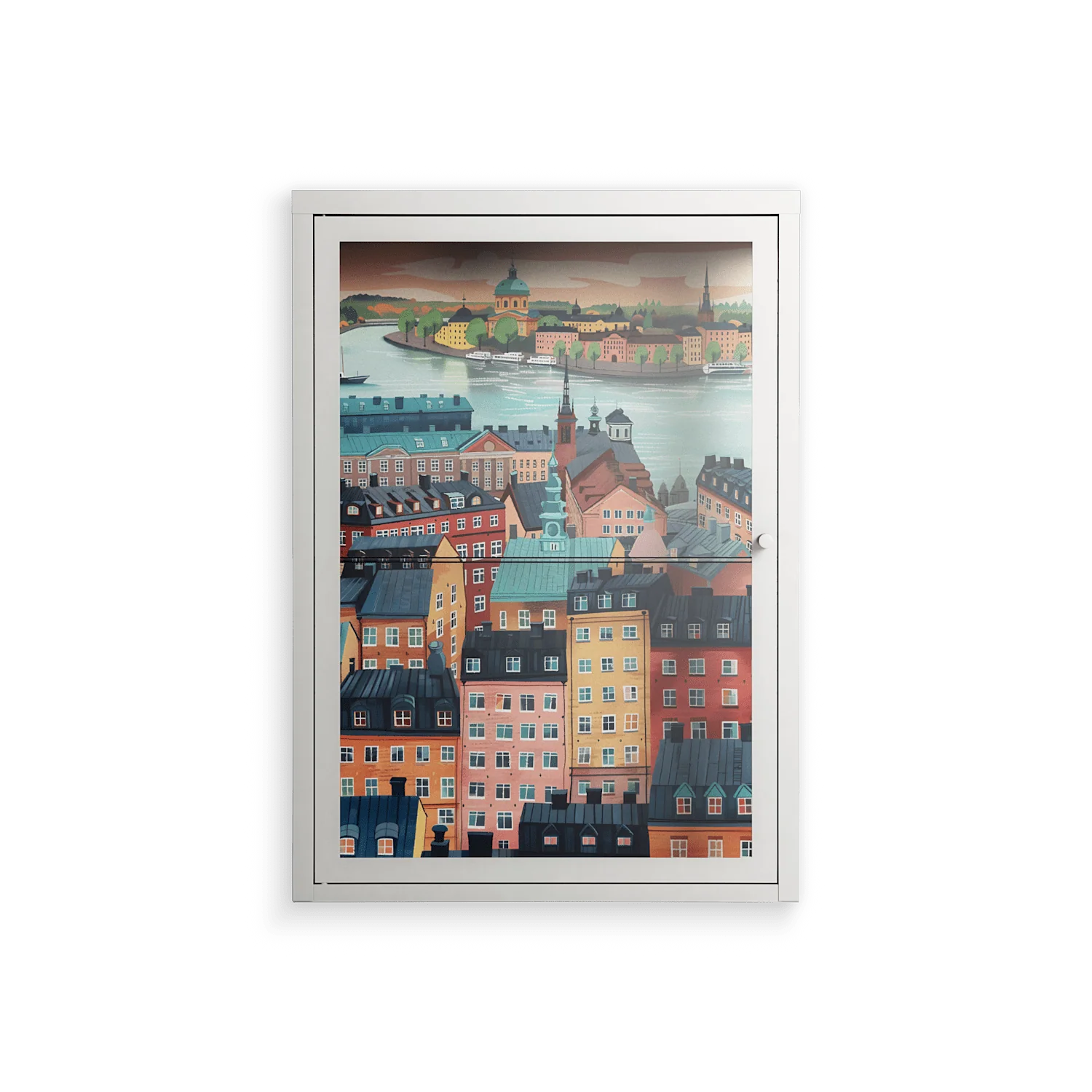 Gamla Stan - Wall Cabinet - Nur Rydberg - Chalk - Clear glass