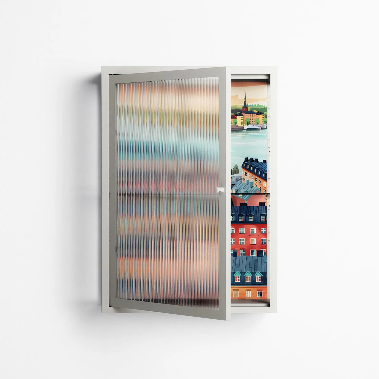 Gamla Stan - Wall Cabinet - Nur Rydberg - Chalk - Reeded glass - Image 2