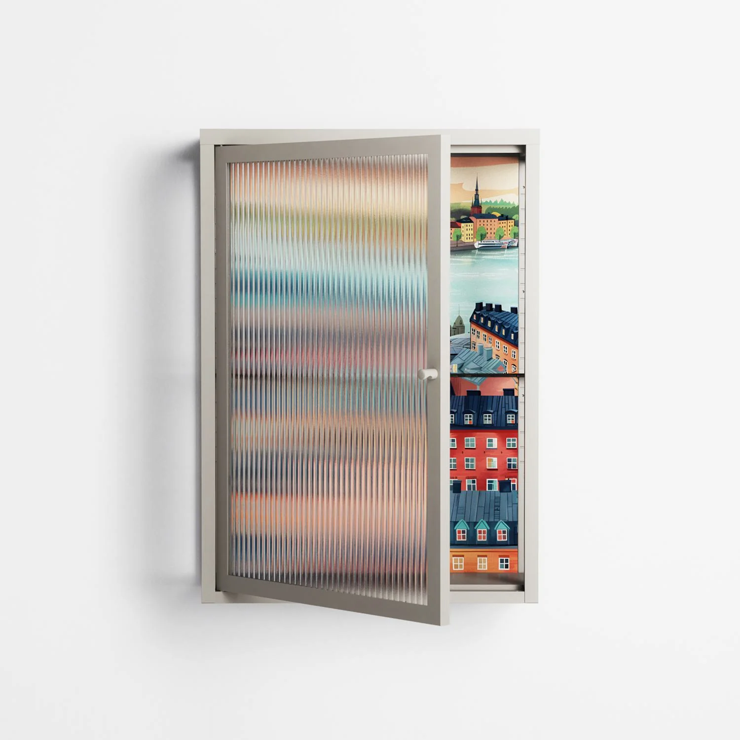 Gamla Stan - Wall Cabinet - Nur Rydberg - Pebble - Reeded glass - Image 2