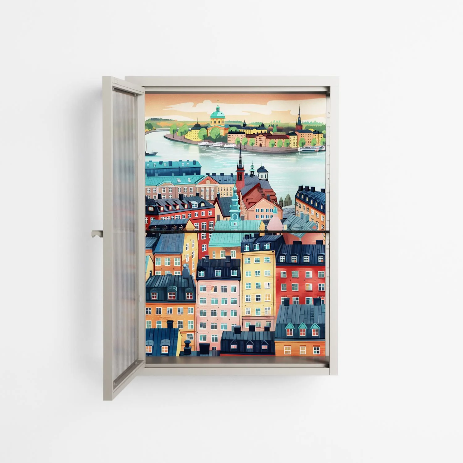 Gamla Stan - Wall Cabinet - Nur Rydberg - Pebble - Reeded glass - Image 3