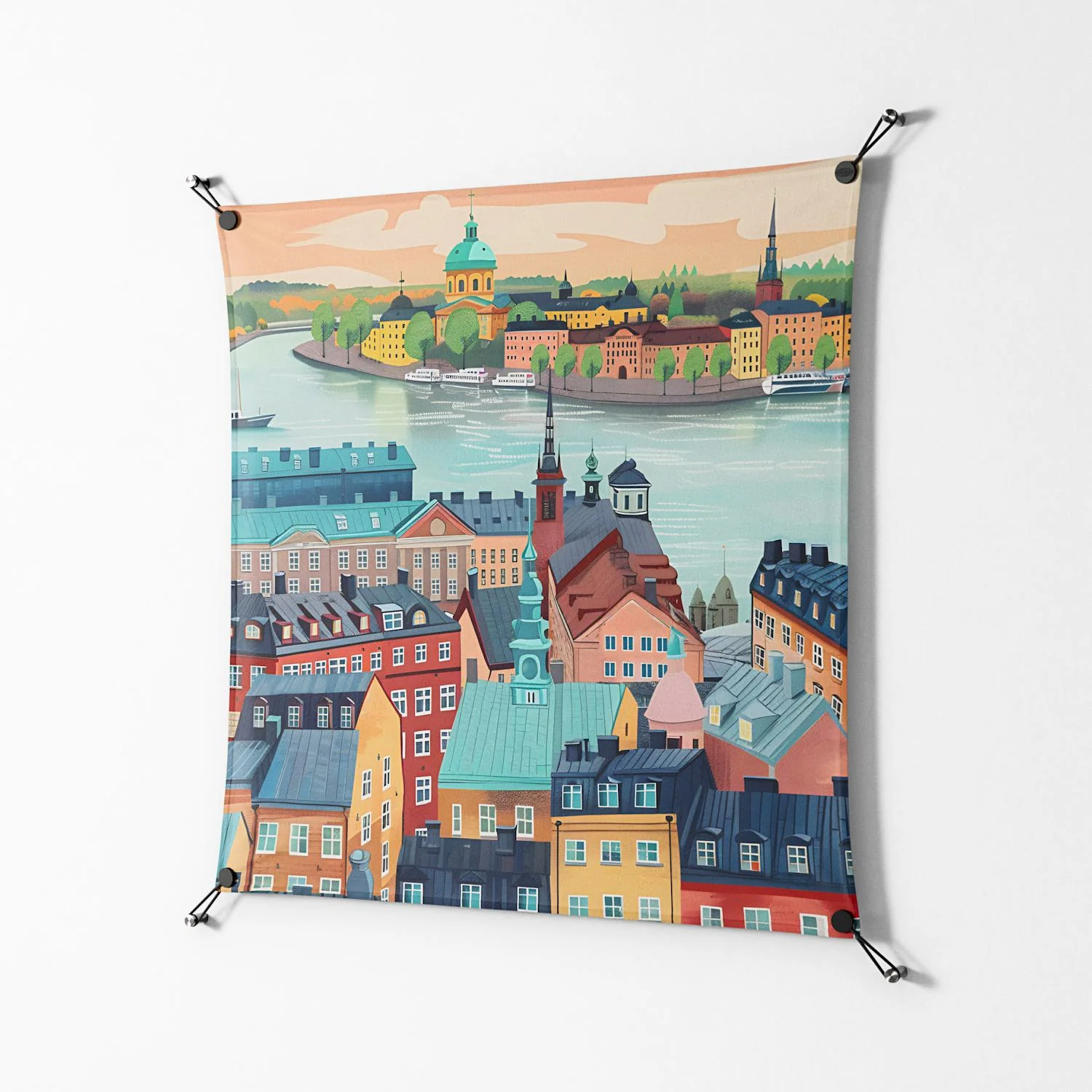 Gamla Stan - Work On Wall - Nur Rydberg - Black - 90 x 90 cm - Image 2