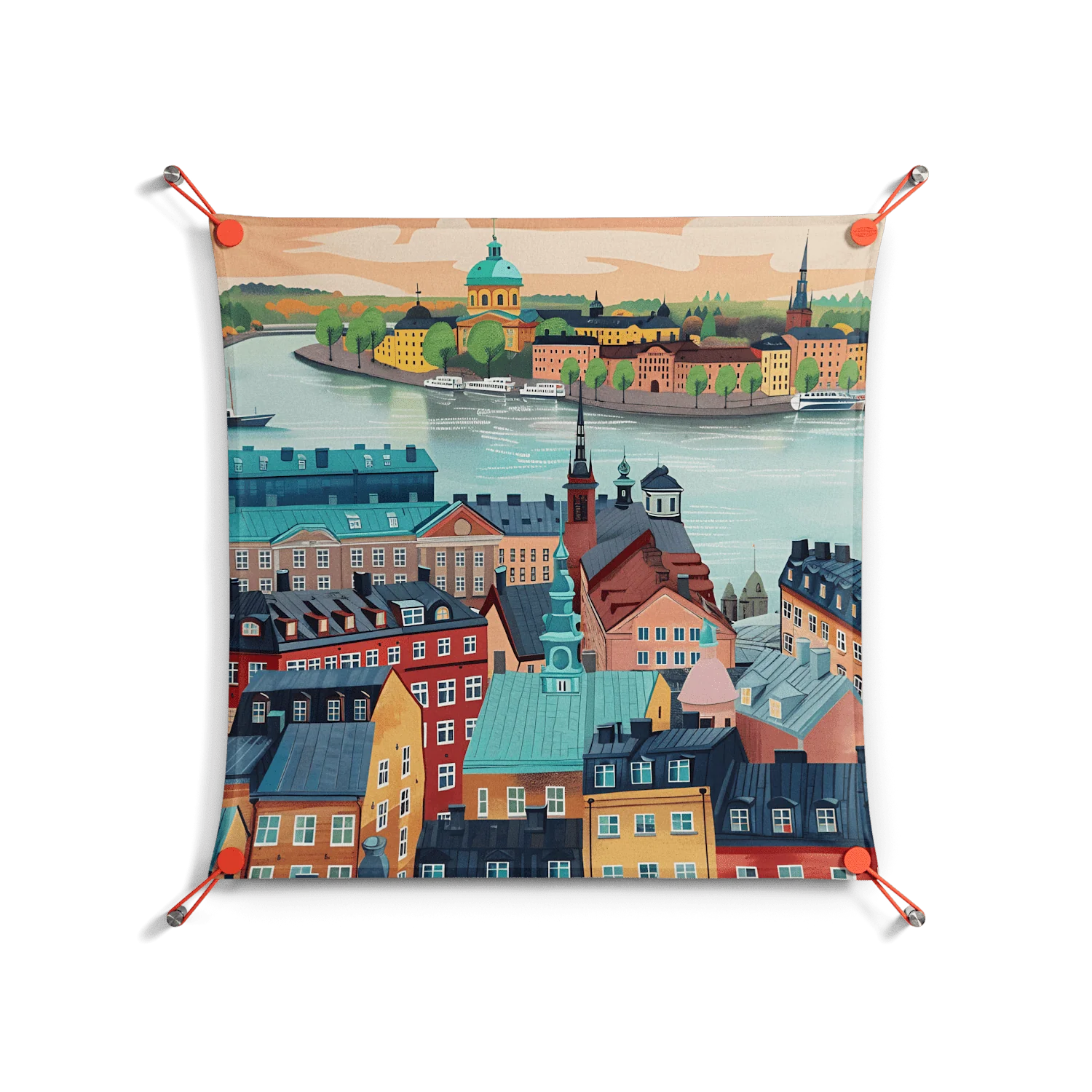 Gamla Stan - Work On Wall - Nur Rydberg - Orange - 70 x 70 cm