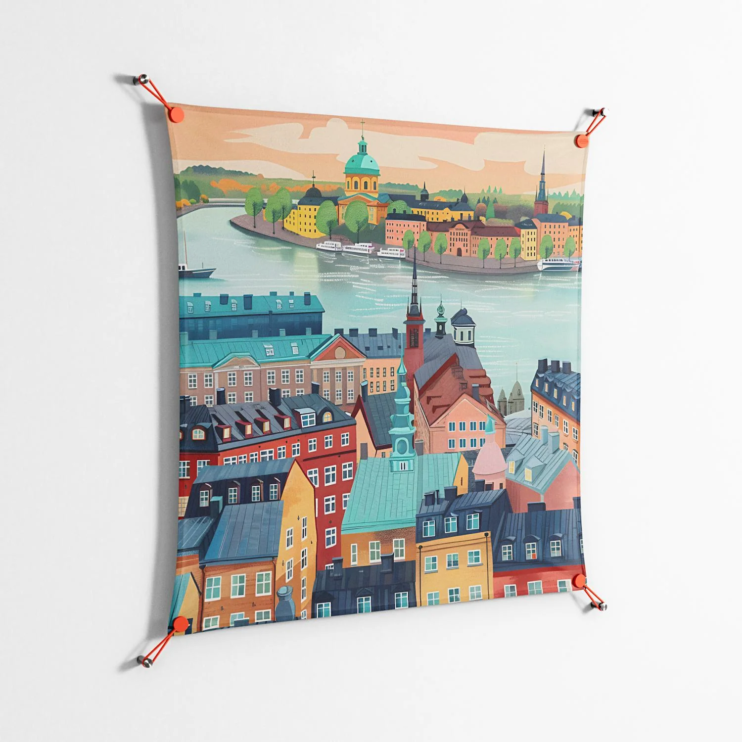 Gamla Stan - Work On Wall - Nur Rydberg - Orange - 90 x 90 cm - Image 2