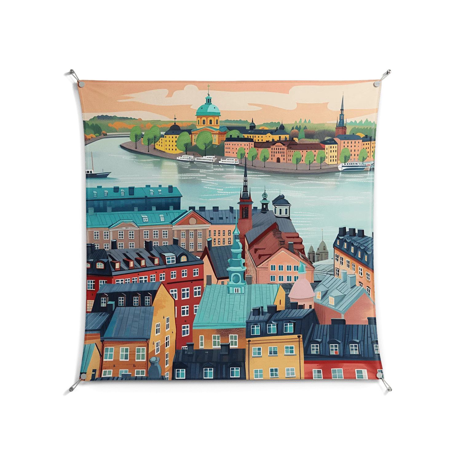 Gamla Stan - Work On Wall - Nur Rydberg - Silver - 140 x 140 cm