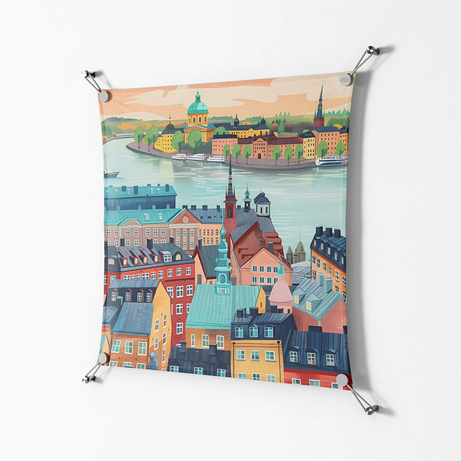 Gamla Stan - Work On Wall - Nur Rydberg - Silver - 70 x 70 cm - Image 2
