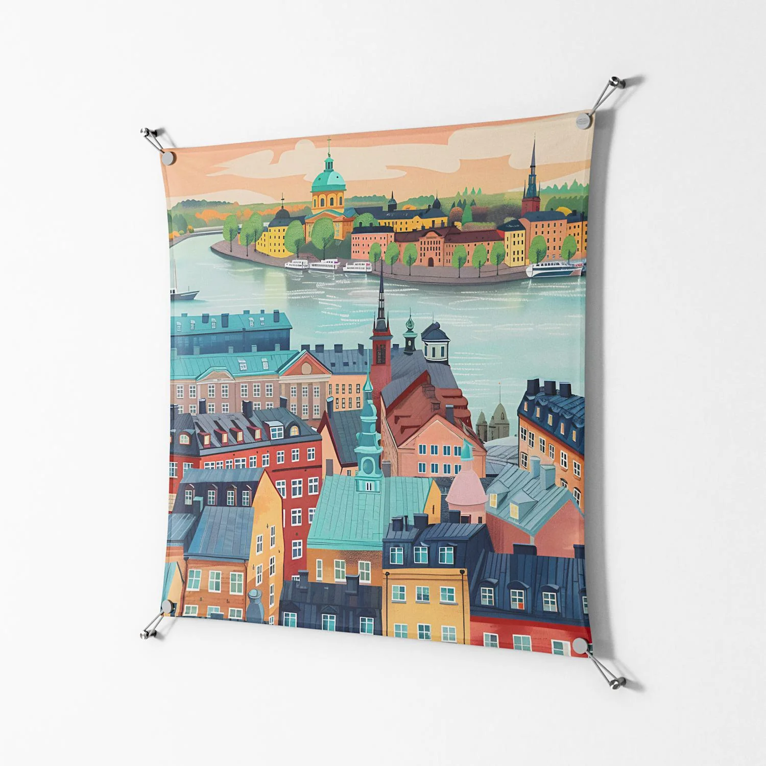 Gamla Stan - Work On Wall - Nur Rydberg - Silver - 90 x 90 cm - Image 2