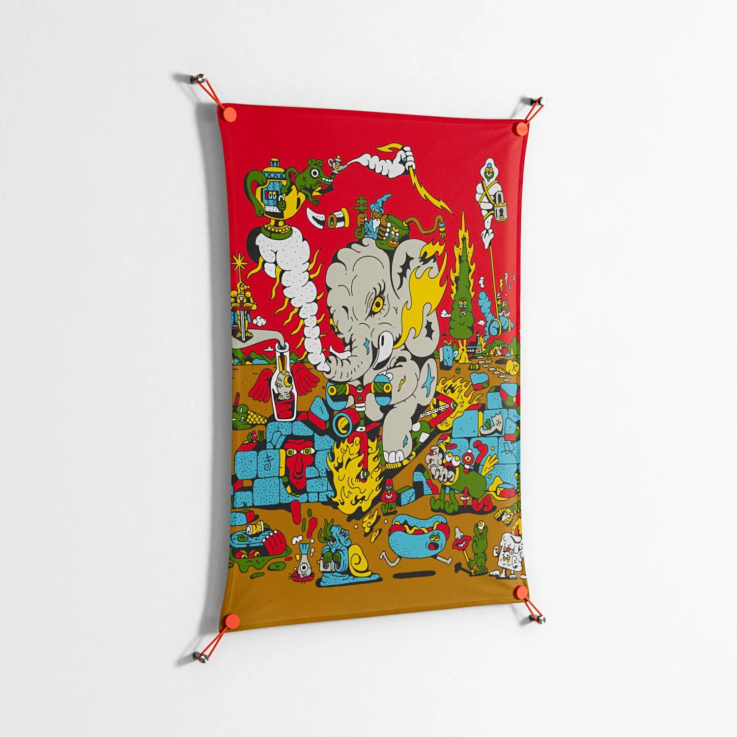 Ganesha - Work On Wall - Cezar Berje - Orange - 70 x 100 cm - Image 2