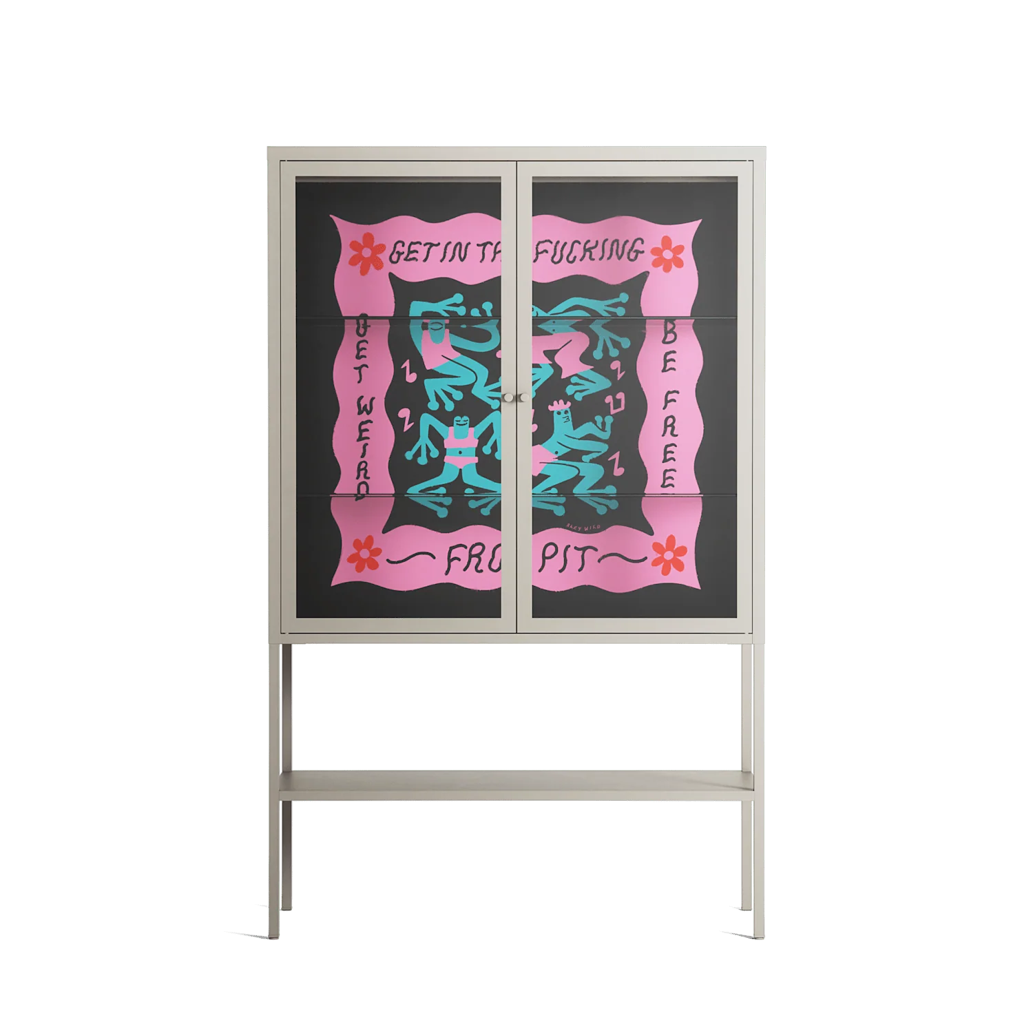 Get In The Fucking Frog Pit - Loft Cabinet - Aley Wild - Pebble - Clear glass