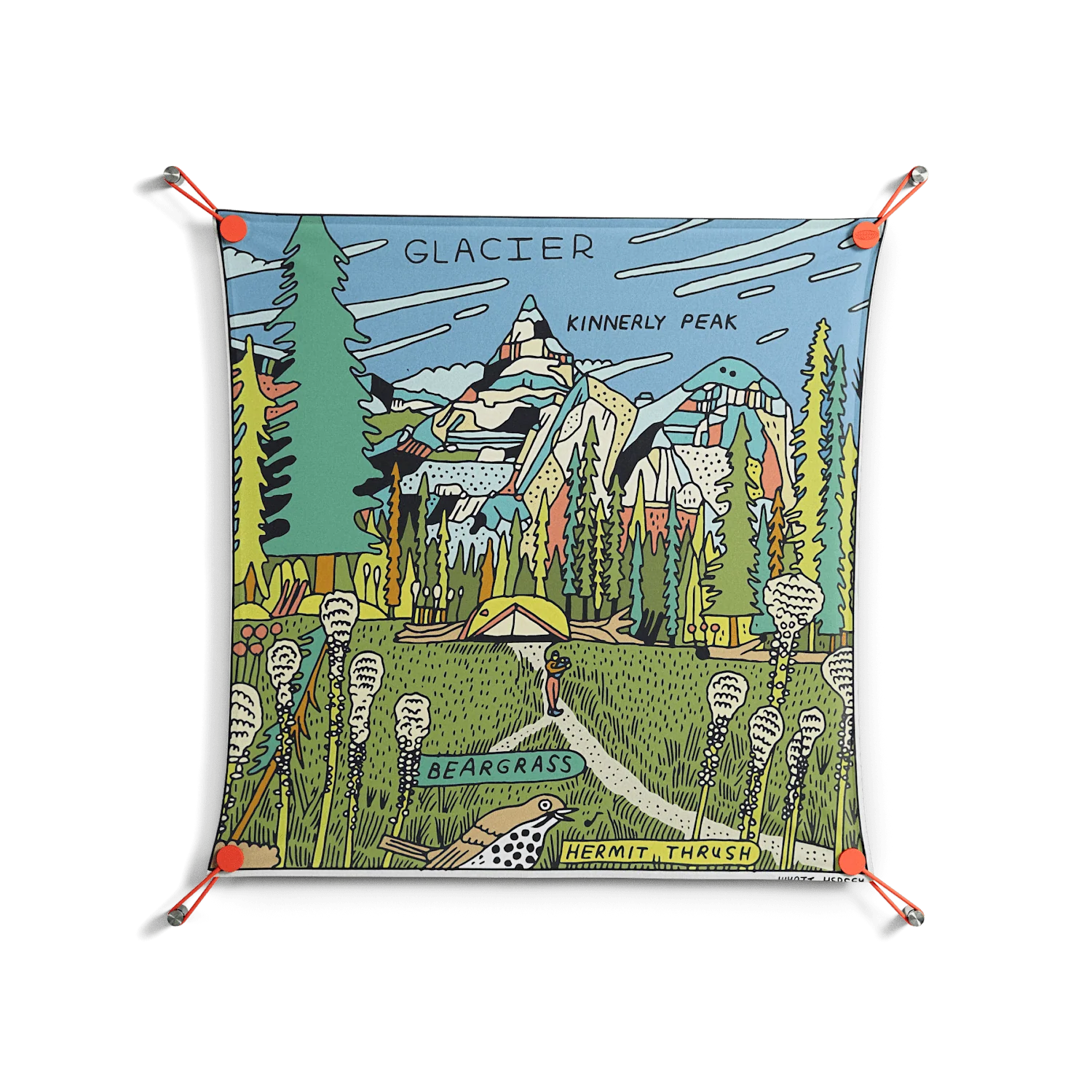 Glacier - Work On Wall - Wyatt Hersey - Orange - 70 x 70 cm