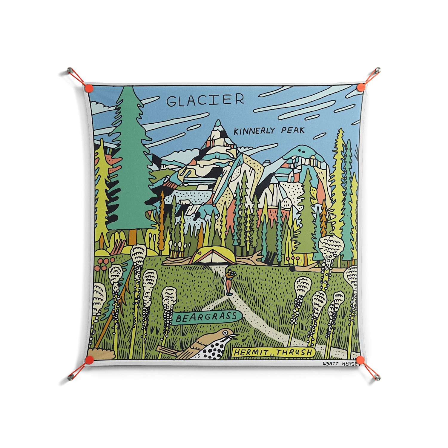 Glacier - Work On Wall - Wyatt Hersey - Orange - 90 x 90 cm