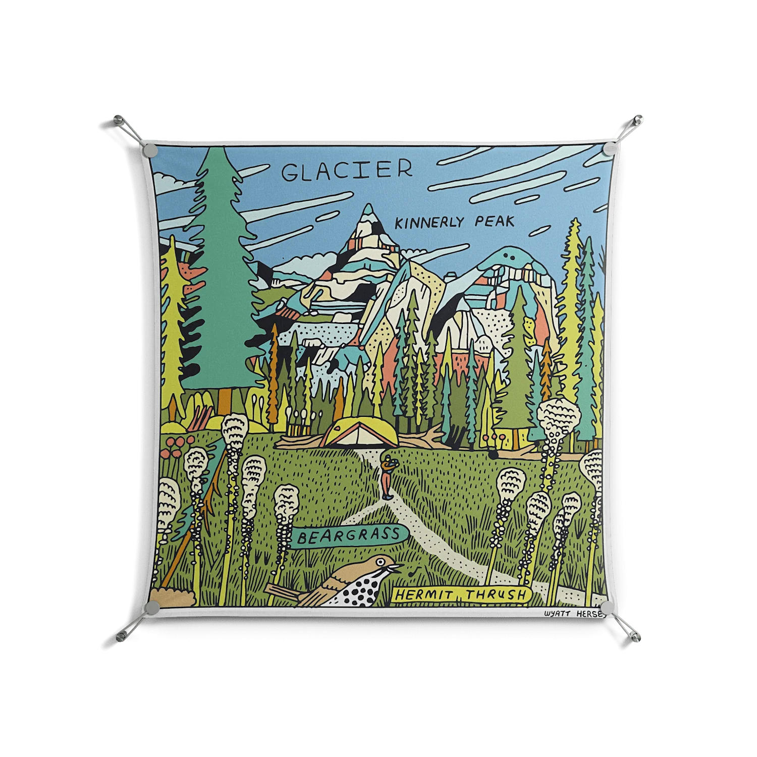 Glacier - Work On Wall - Wyatt Hersey - Silver - 90 x 90 cm