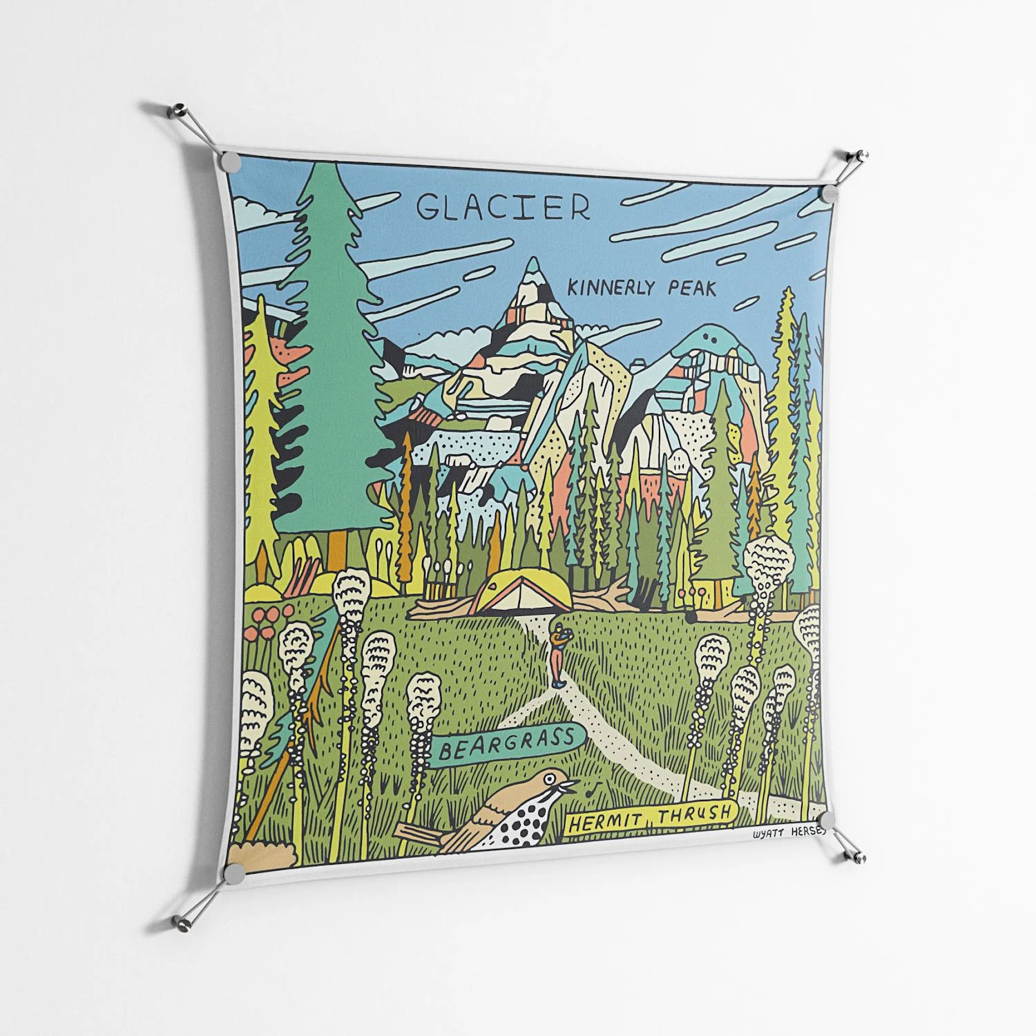 Glacier - Work On Wall - Wyatt Hersey - Silver - 90 x 90 cm - Image 2