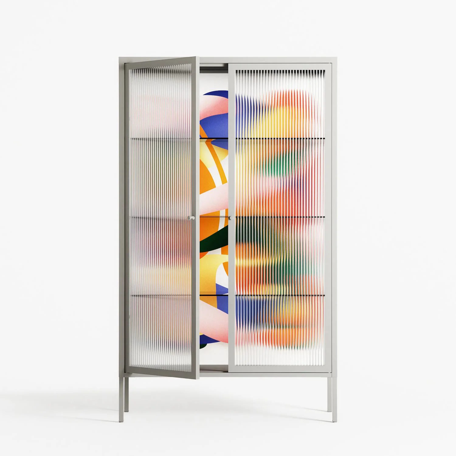 Gloss - Cabinet - Vratislav Pecka - Chalk - Reeded glass - Image 2
