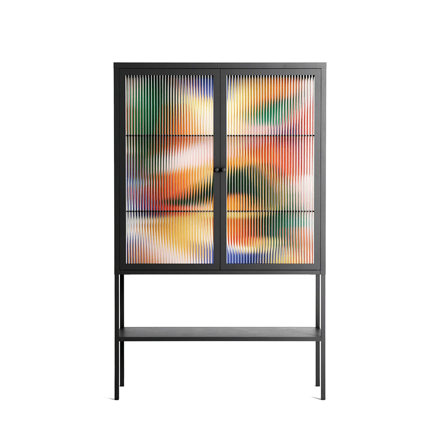 Gloss - Loft Cabinet - Vratislav Pecka - Antracite - Reeded glass
