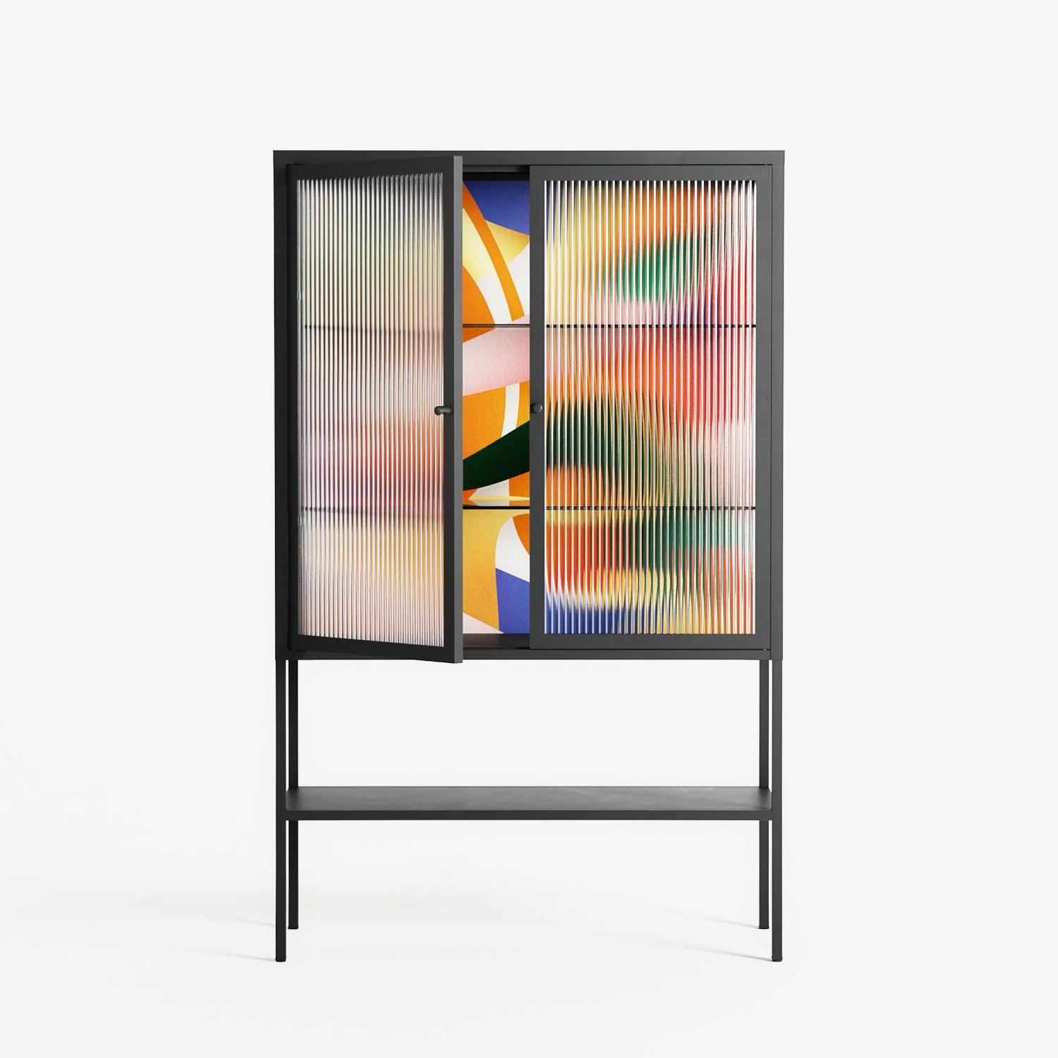 Gloss - Loft Cabinet - Vratislav Pecka - Antracite - Reeded glass - Image 2