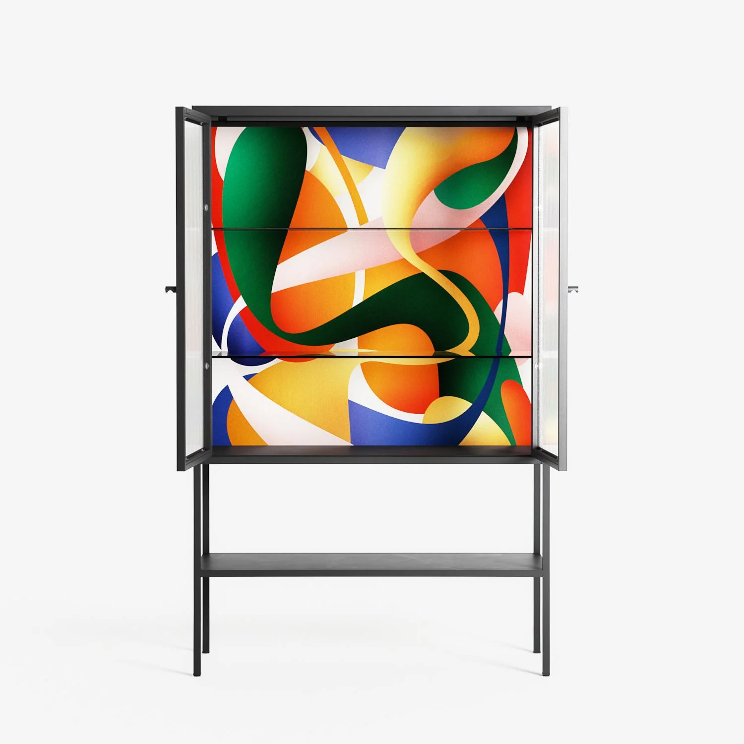 Gloss - Loft Cabinet - Vratislav Pecka - Antracite - Reeded glass - Image 3