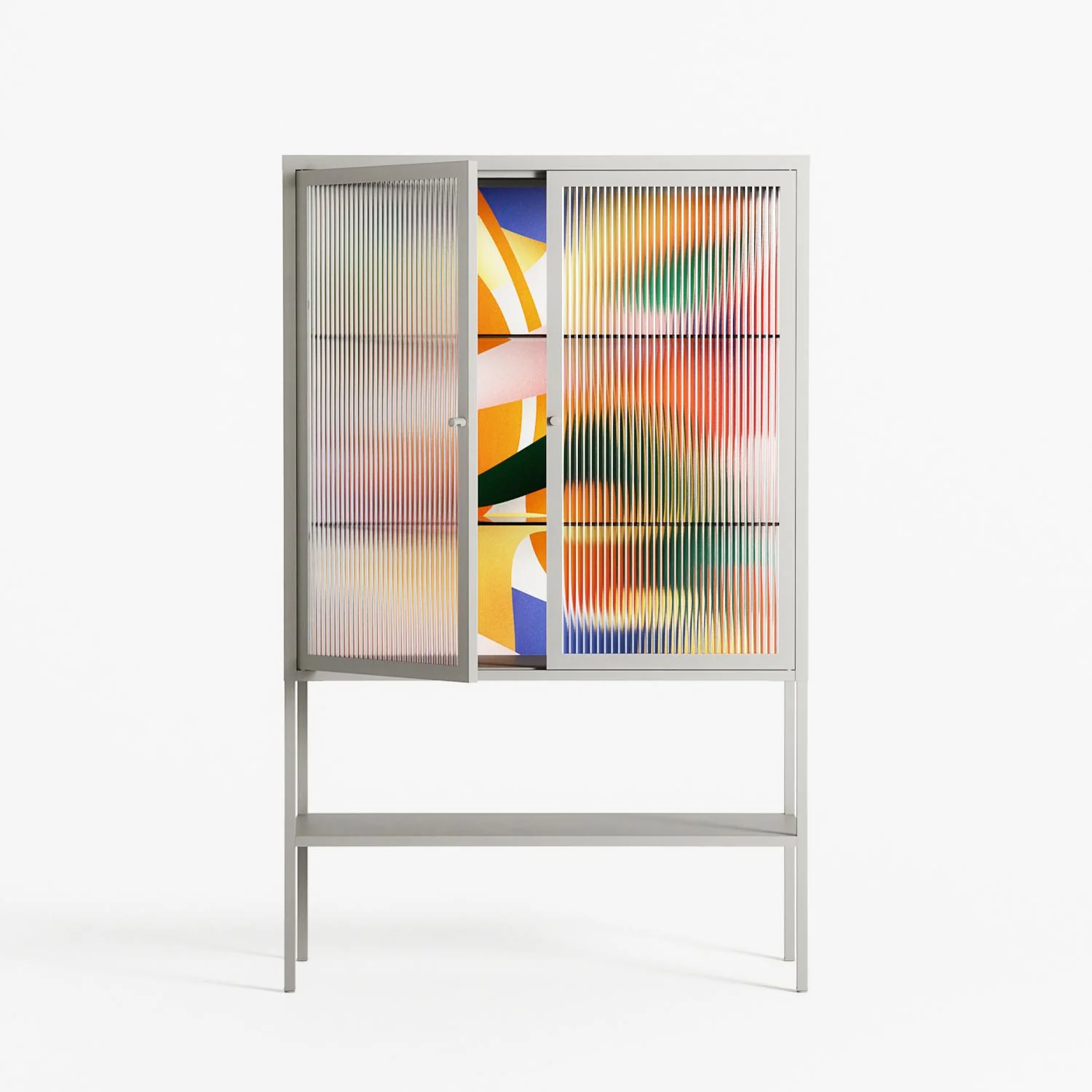 Gloss - Loft Cabinet - Vratislav Pecka - Chalk - Reeded glass - Image 2