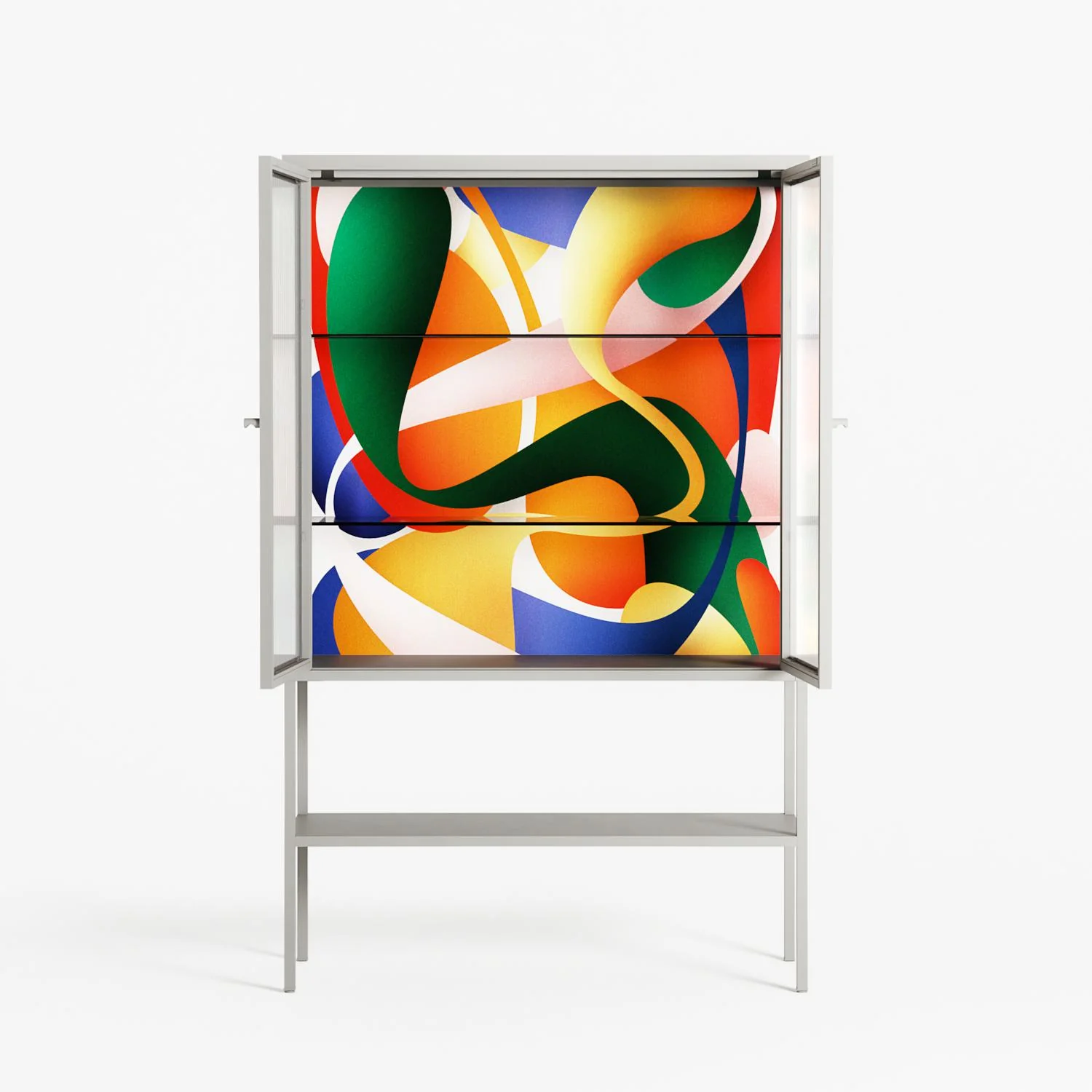 Gloss - Loft Cabinet - Vratislav Pecka - Chalk - Reeded glass - Image 3