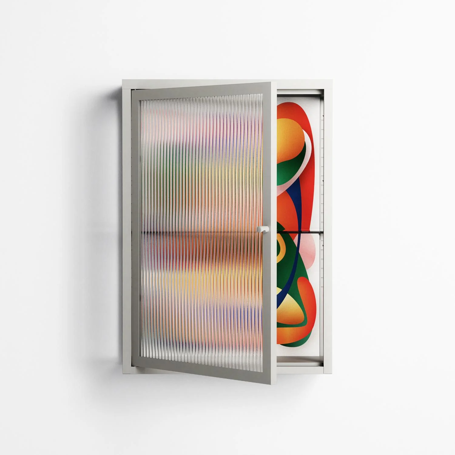 Gloss - Wall Cabinet - Vratislav Pecka - Chalk - Reeded glass - Image 2