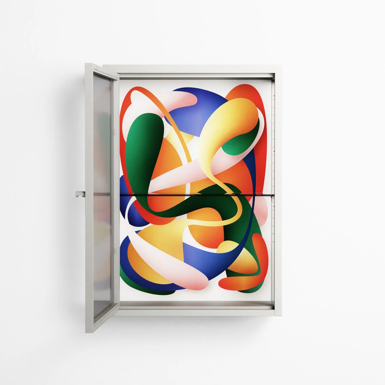 Gloss - Wall Cabinet - Vratislav Pecka - Chalk - Reeded glass - Image 3