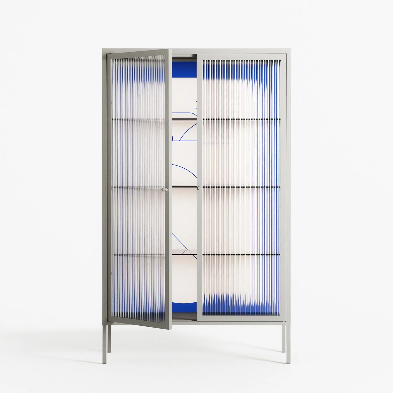 Good Bye - Cabinet - Andrea Devia-Nuño - Chalk - Reeded glass - Image 2