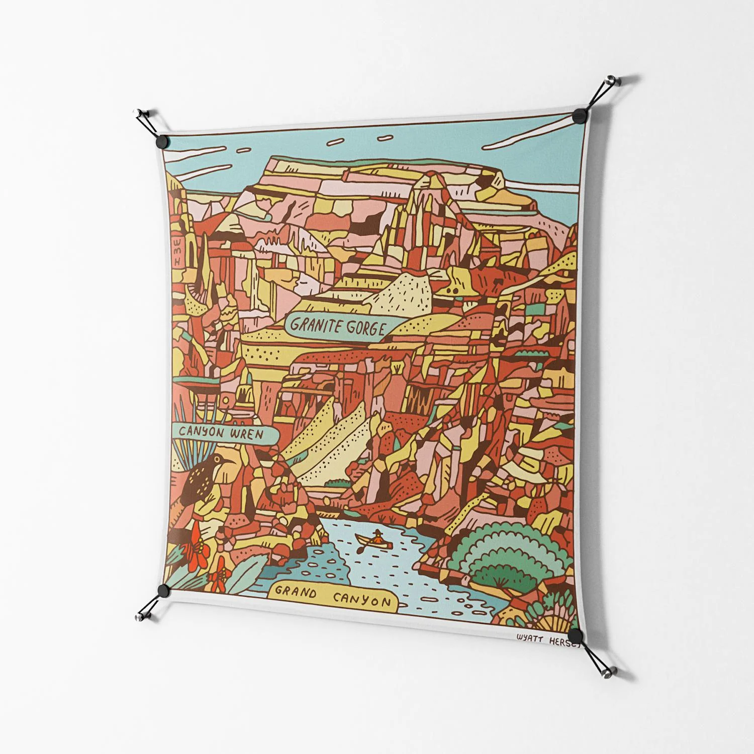 Grand Canyon - Work On Wall - Wyatt Hersey - Black - 90 x 90 cm - Image 2