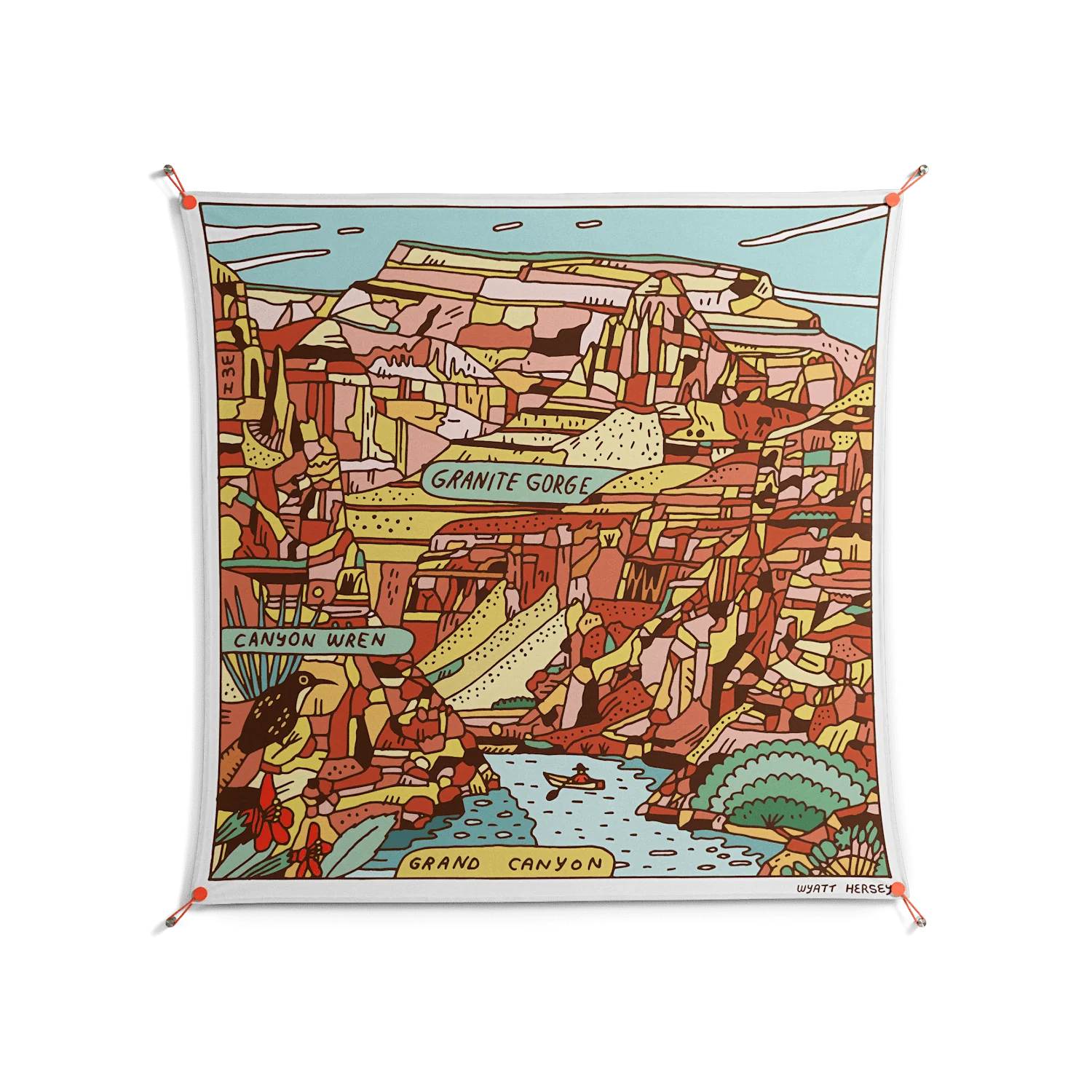 Grand Canyon - Work On Wall - Wyatt Hersey - Orange - 140 x 140 cm