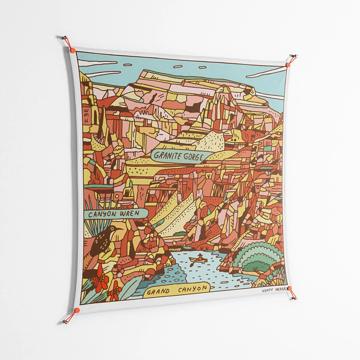Grand Canyon - Work On Wall - Wyatt Hersey - Orange - 140 x 140 cm - Image 2