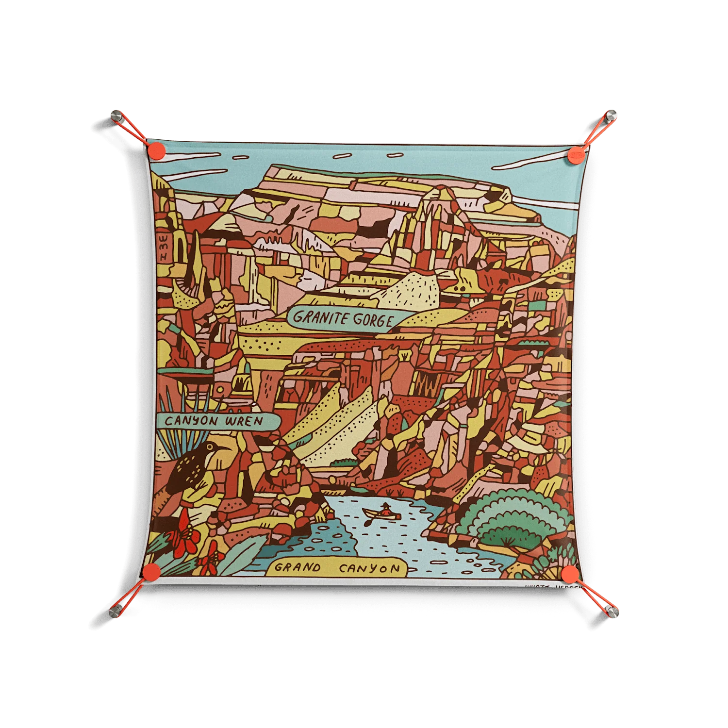 Grand Canyon - Work On Wall - Wyatt Hersey - Orange - 70 x 70 cm