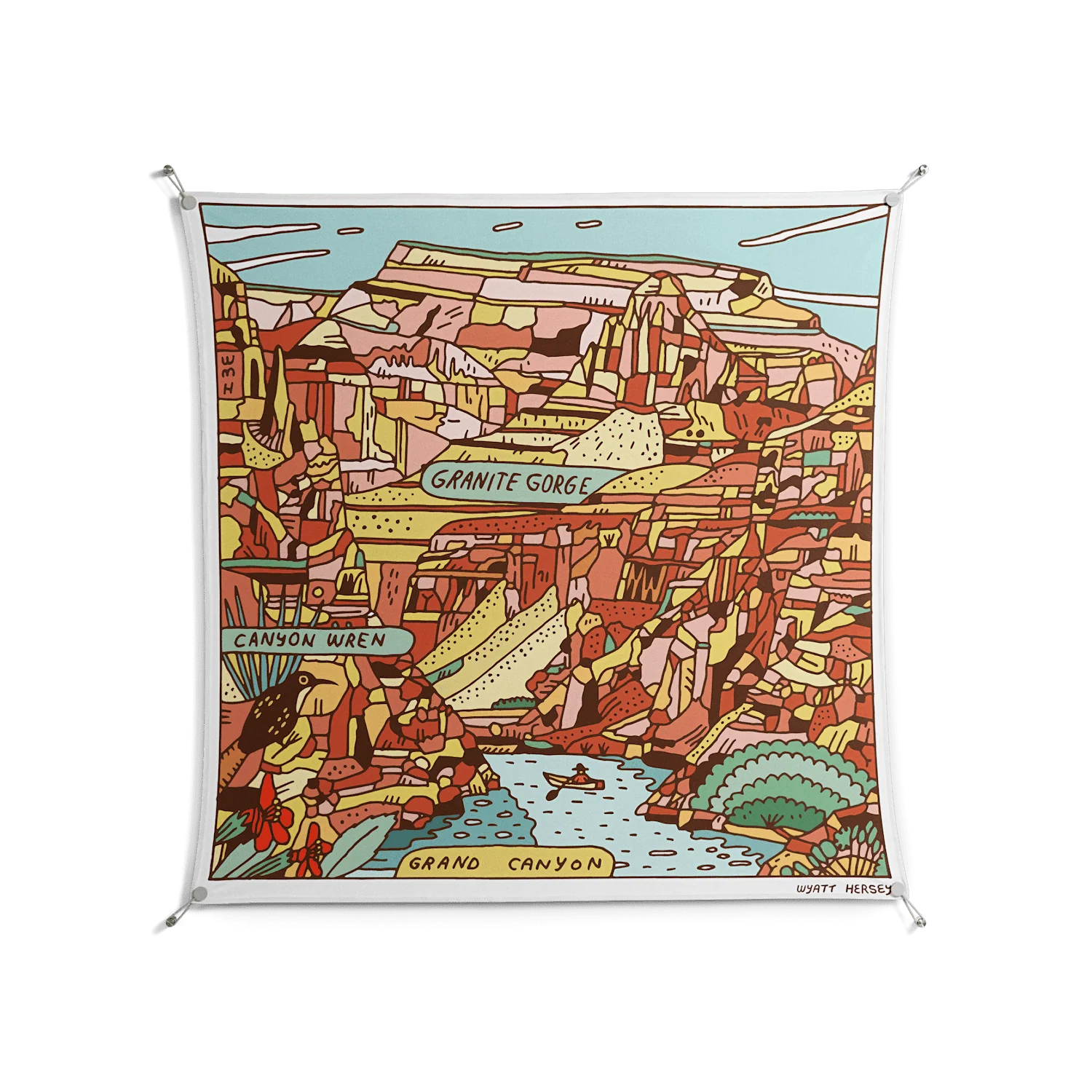Grand Canyon - Work On Wall - Wyatt Hersey - Silver - 140 x 140 cm
