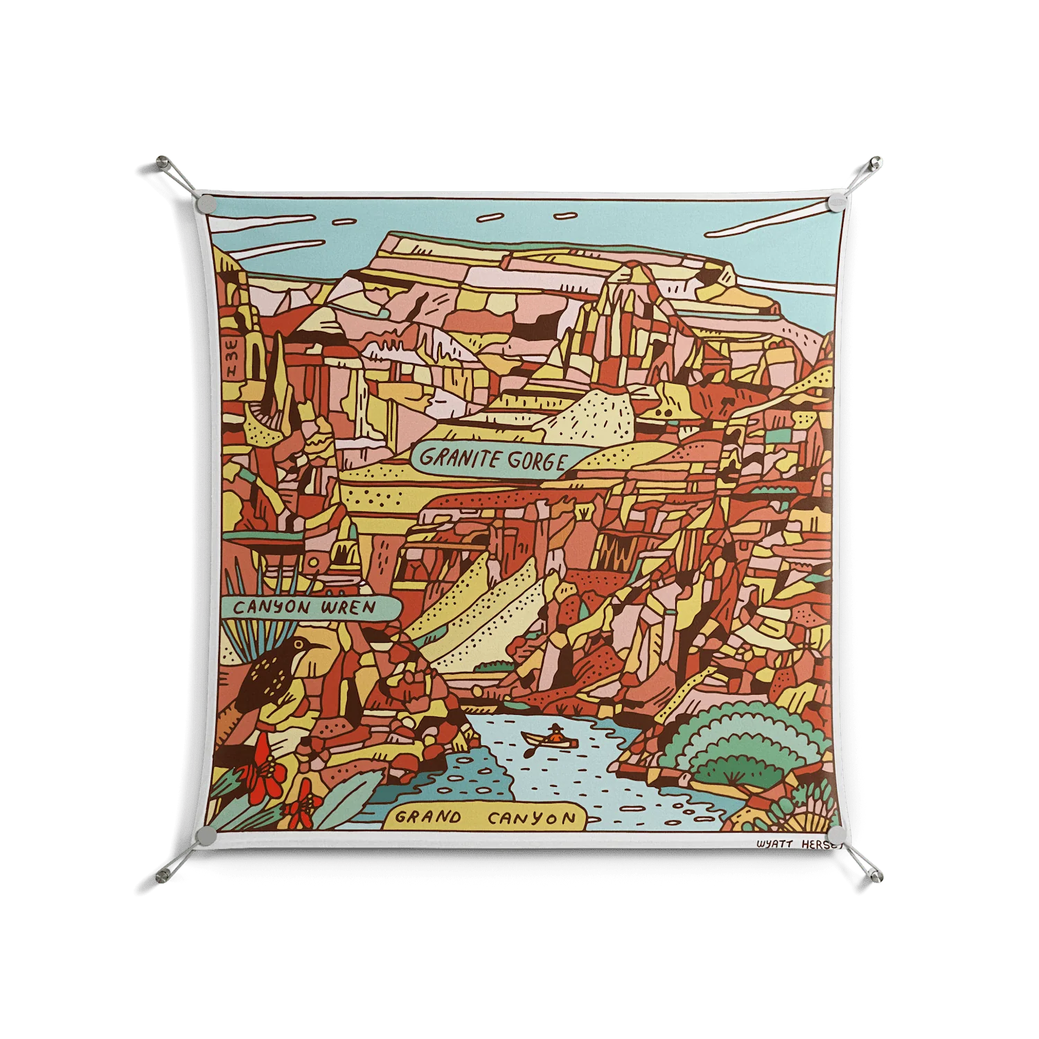 Grand Canyon - Work On Wall - Wyatt Hersey - Silver - 90 x 90 cm