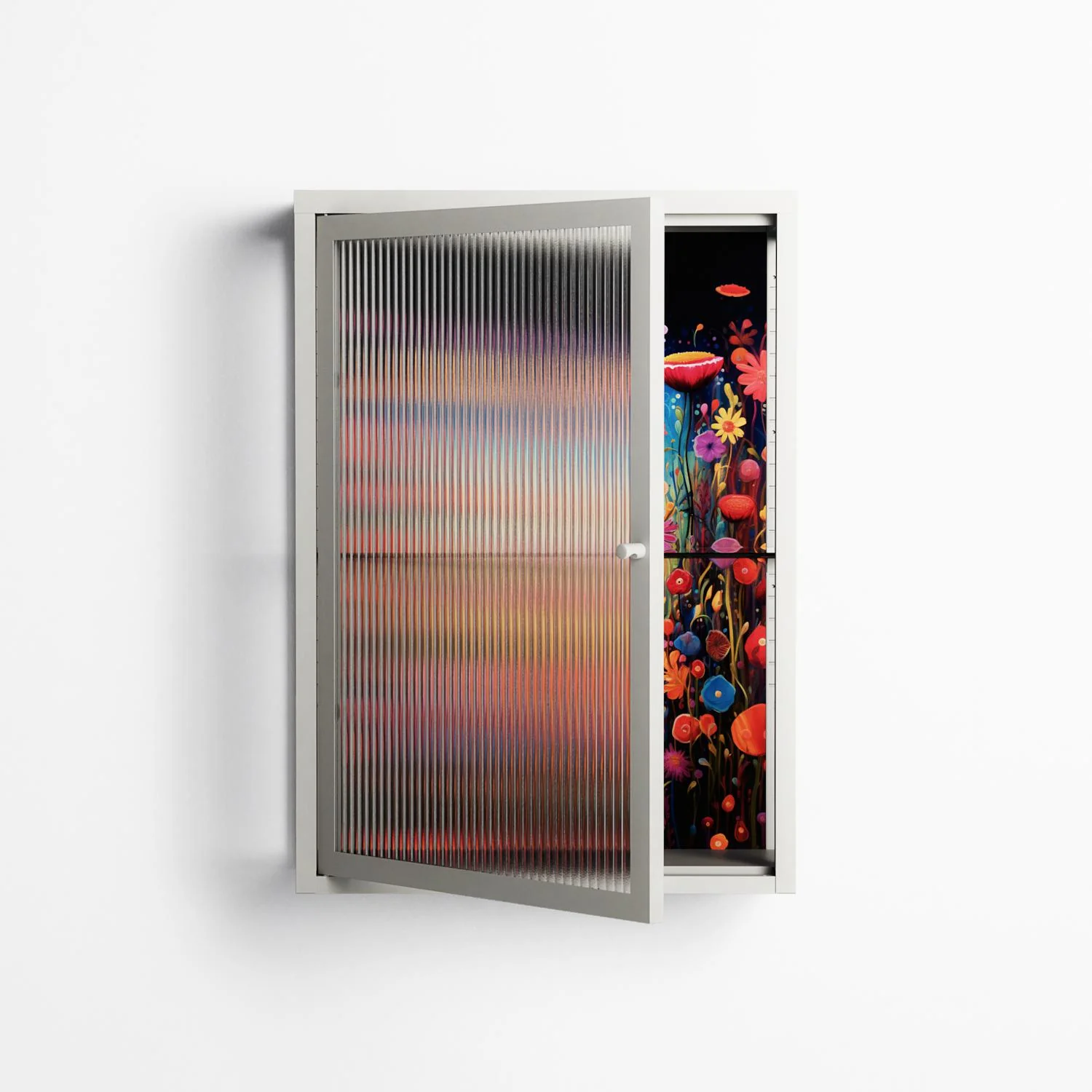 Greatful Meadow - Wall Cabinet - Nur Rydberg - Chalk - Reeded glass - Image 2