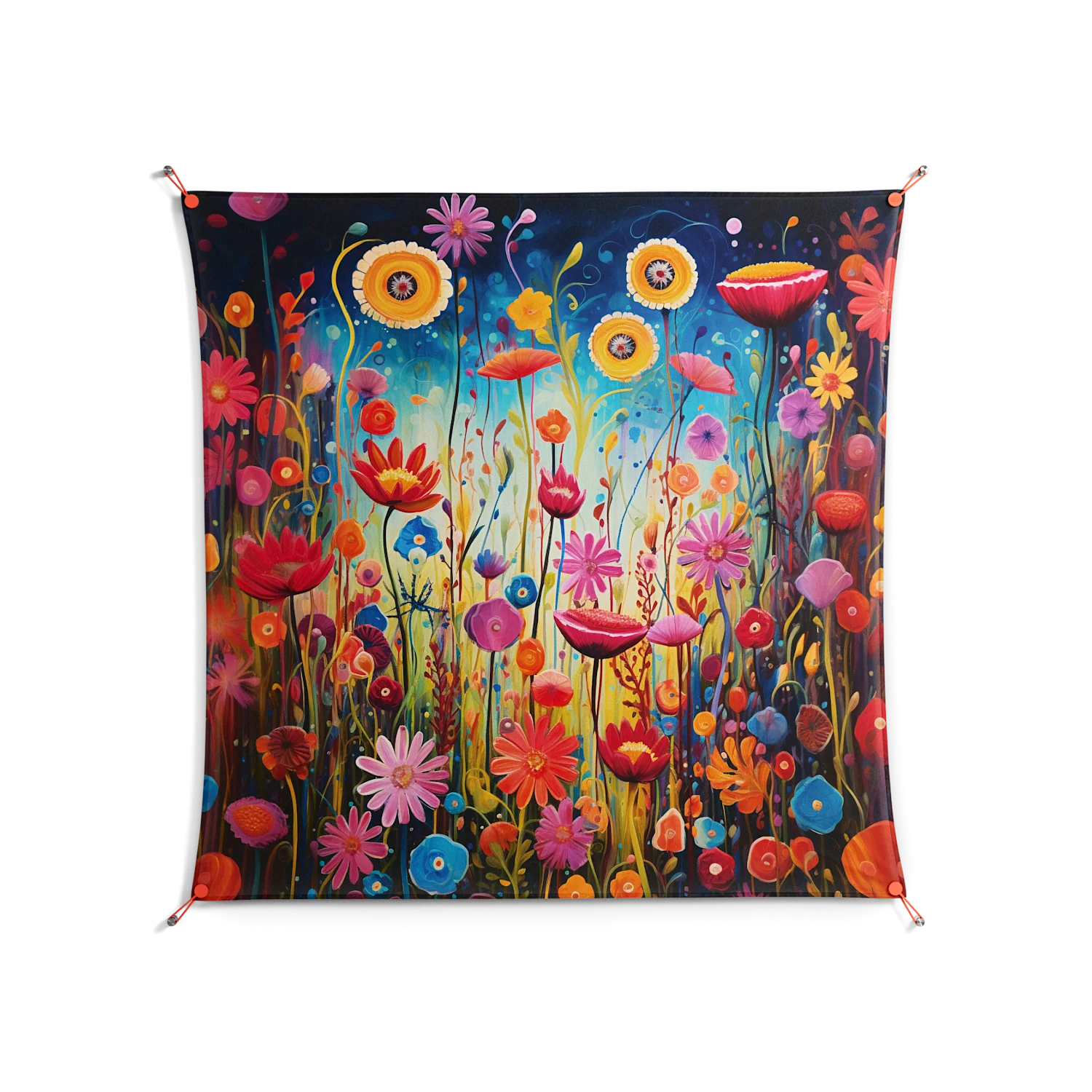 Greatful Meadow - Work On Wall - Nur Rydberg - Orange - 140 x 140 cm