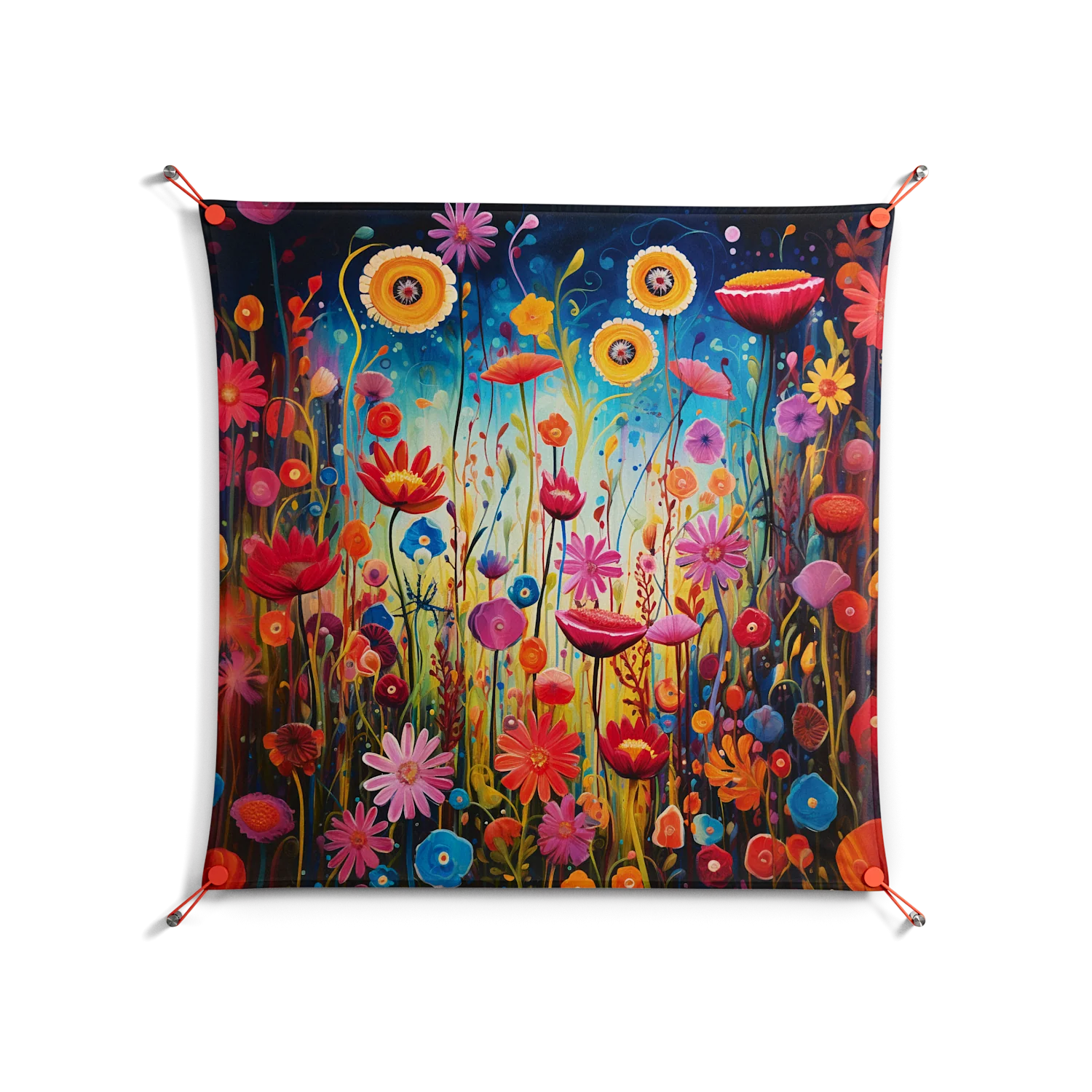 Greatful Meadow - Work On Wall - Nur Rydberg - Orange - 90 x 90 cm