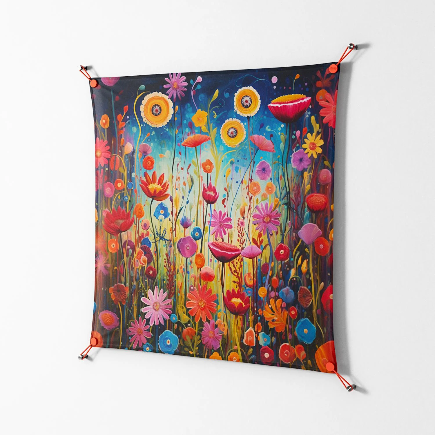 Greatful Meadow - Work On Wall - Nur Rydberg - Orange - 90 x 90 cm - Image 2
