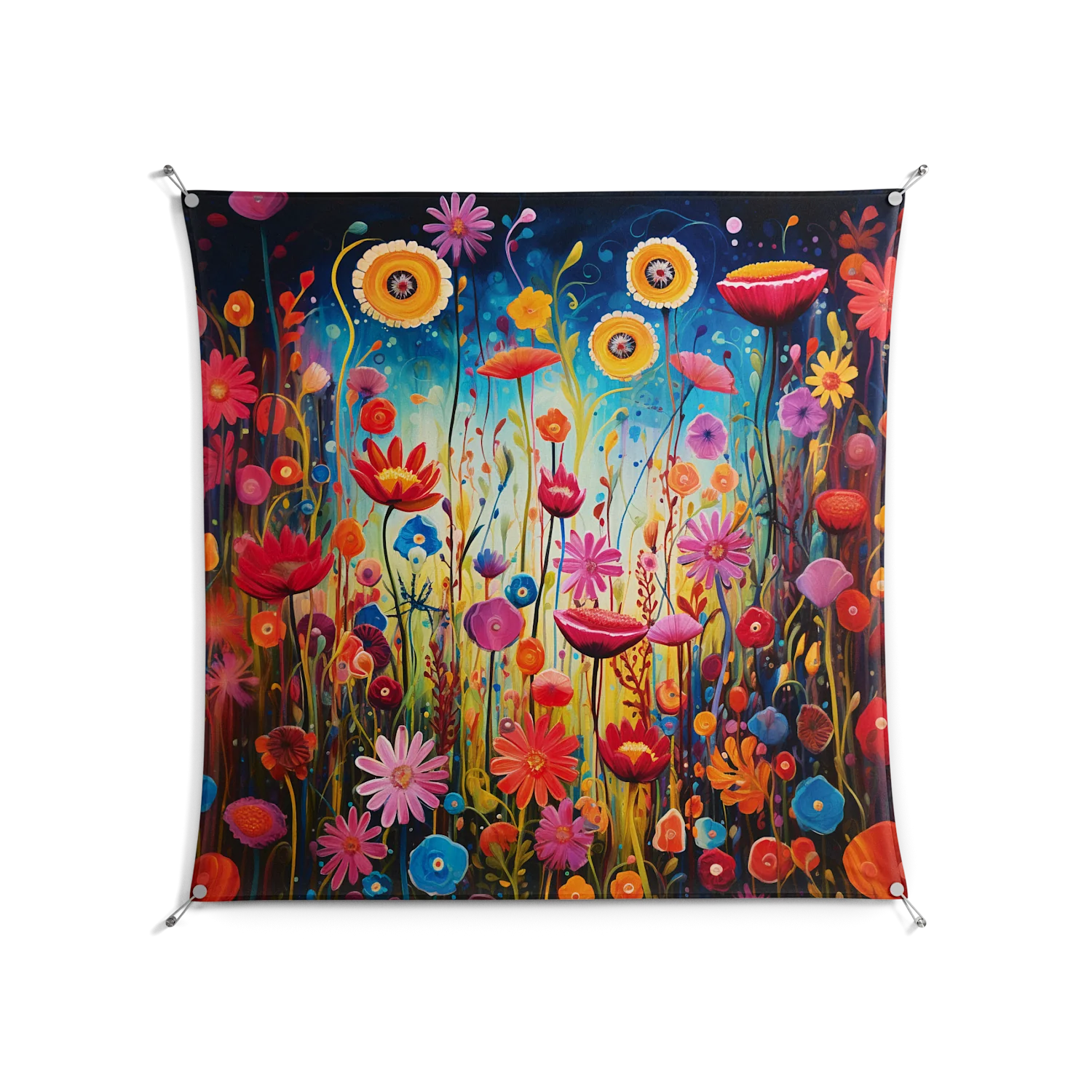 Greatful Meadow - Work On Wall - Nur Rydberg - Silver - 140 x 140 cm