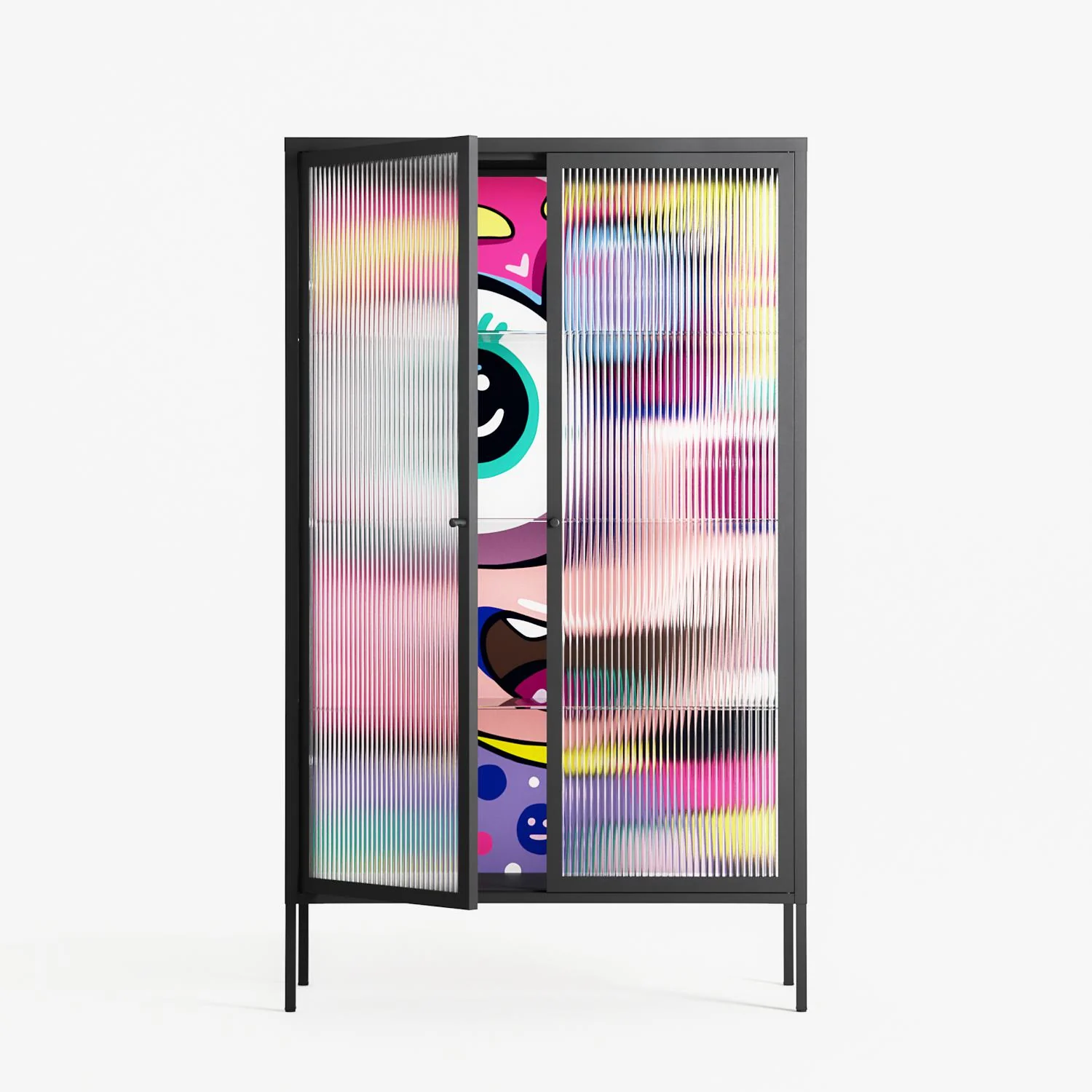HappyFe - Cabinet - Maddalena Fanfani - Antracite - Reeded glass - Image 2