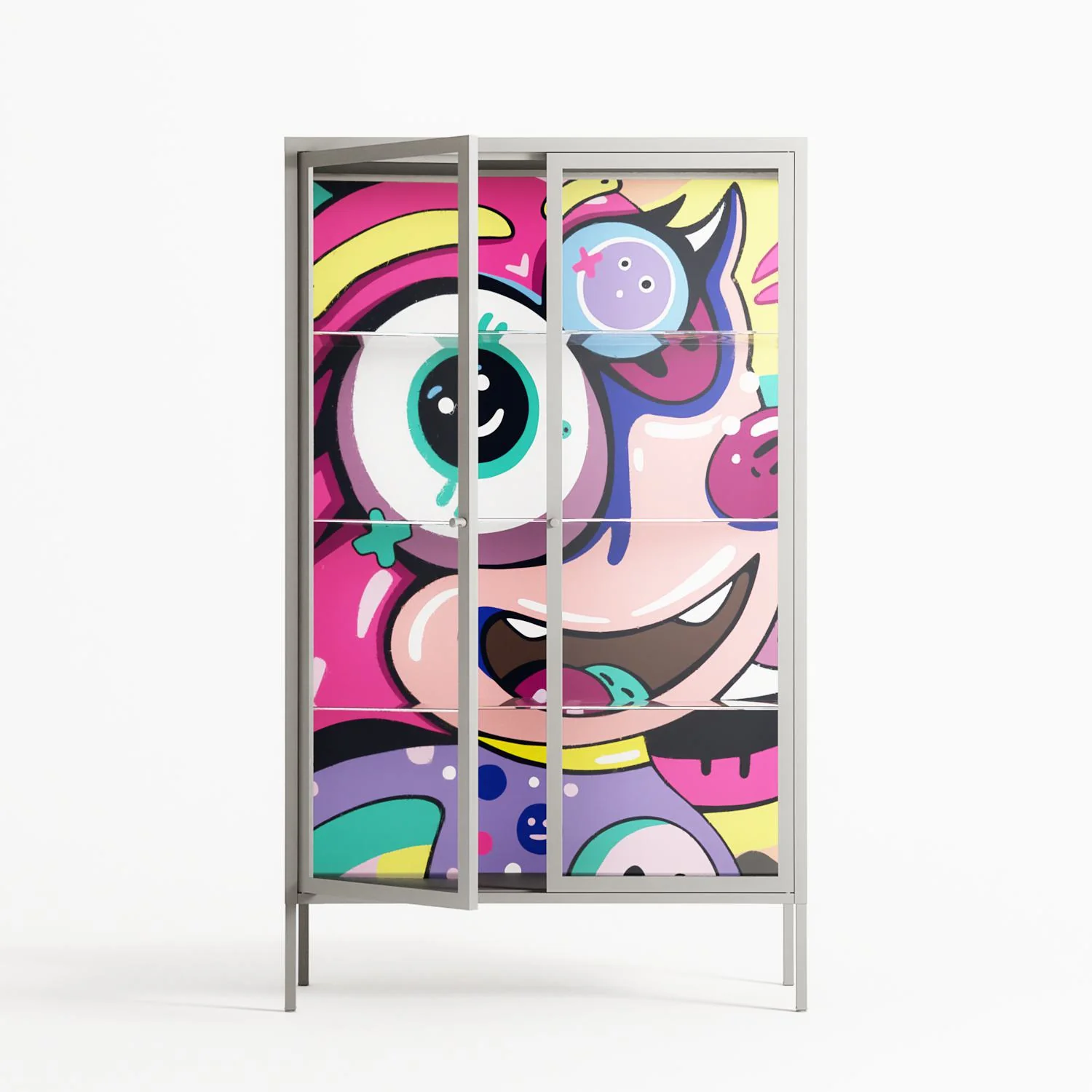 HappyFe - Cabinet - Maddalena Fanfani - Chalk - Clear glass - Image 2