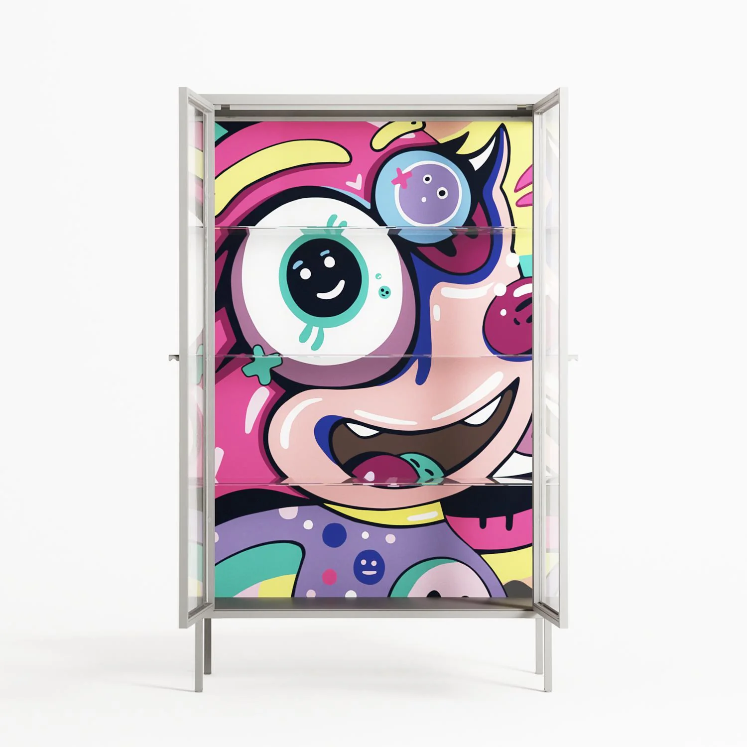 HappyFe - Cabinet - Maddalena Fanfani - Chalk - Clear glass - Image 3