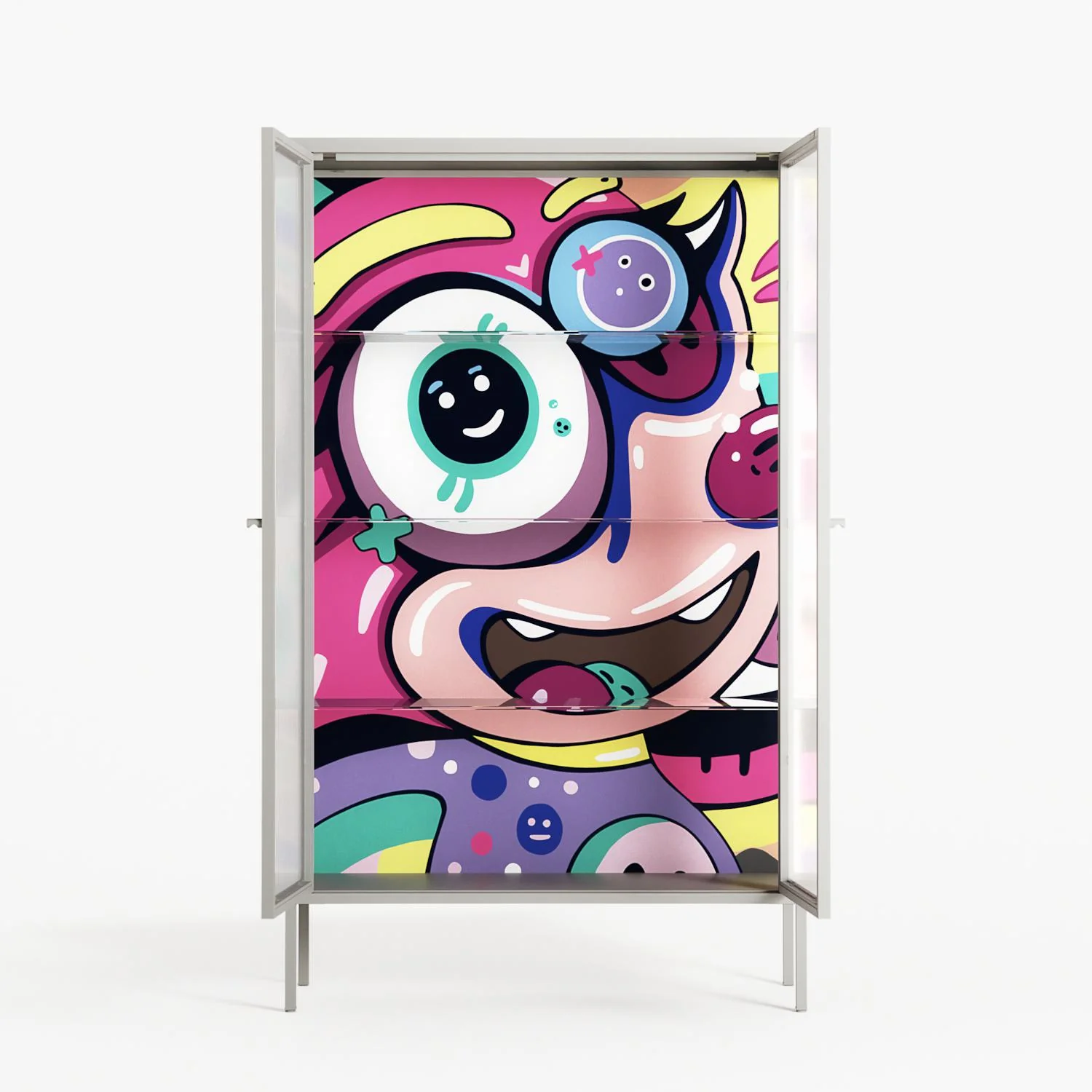 HappyFe - Cabinet - Maddalena Fanfani - Chalk - Reeded glass - Image 3