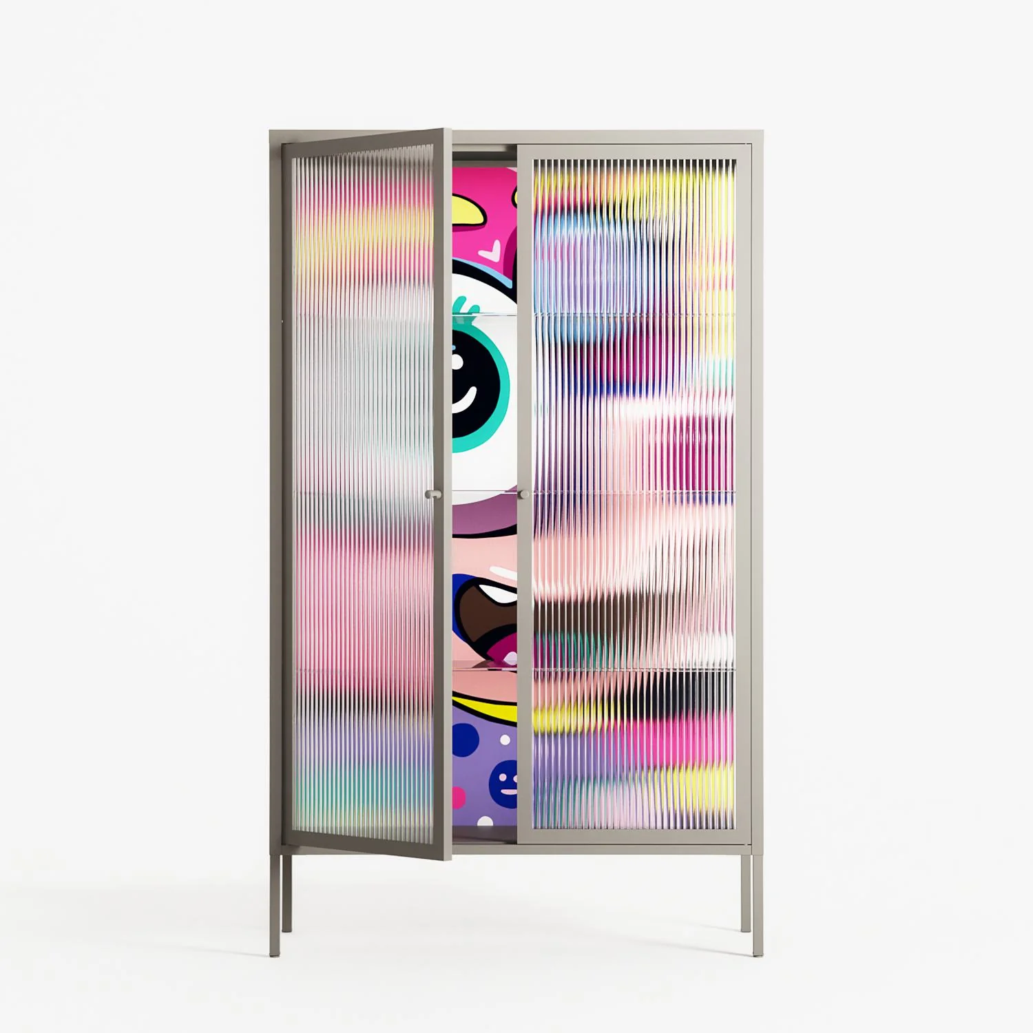 HappyFe - Cabinet - Maddalena Fanfani - Pebble - Reeded glass - Image 2