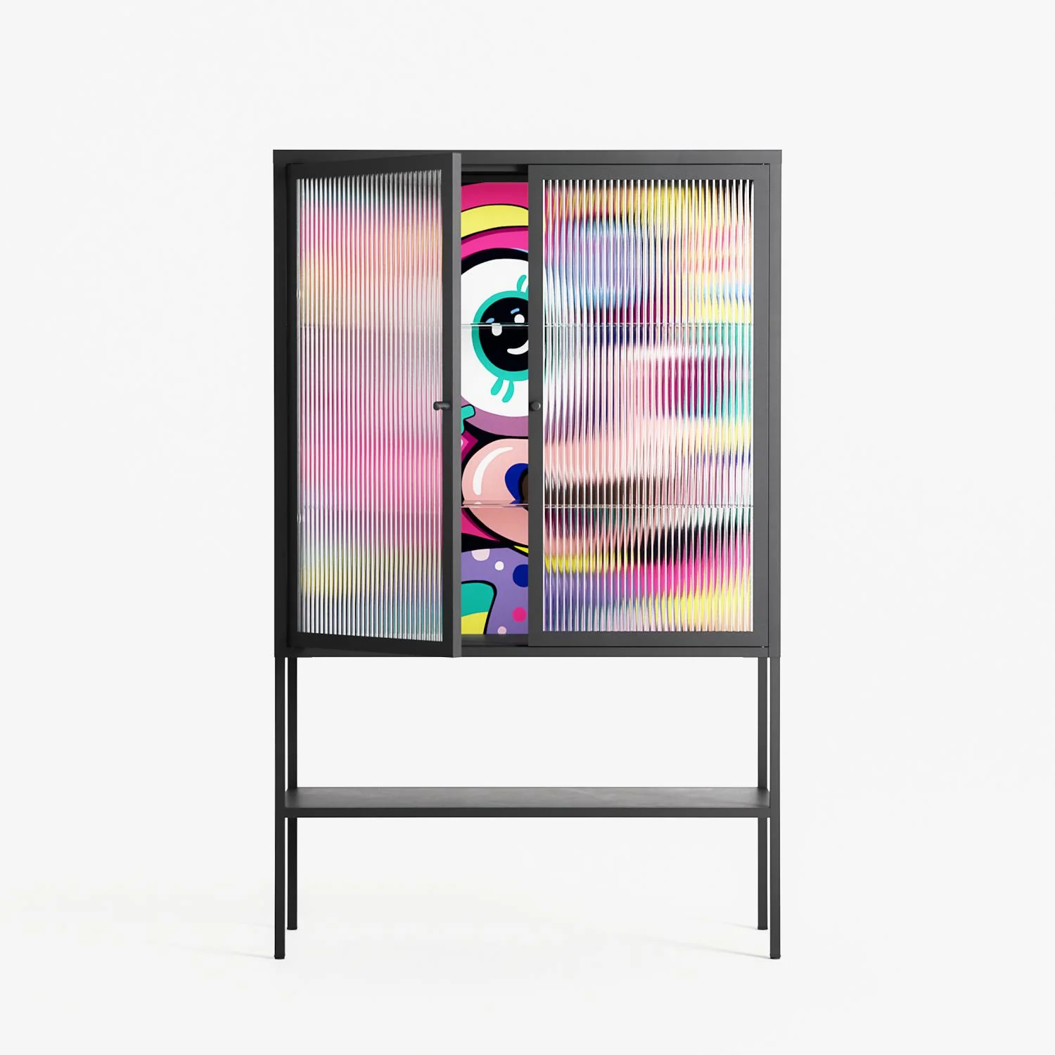 HappyFe - Loft Cabinet - Maddalena Fanfani - Antracite - Reeded glass - Image 2