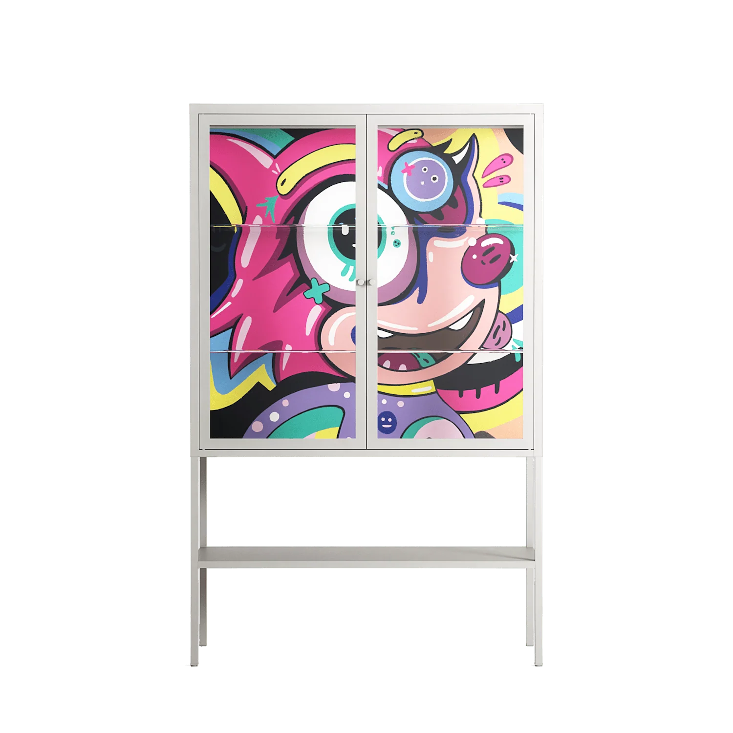HappyFe - Loft Cabinet - Maddalena Fanfani - Chalk - Clear glass