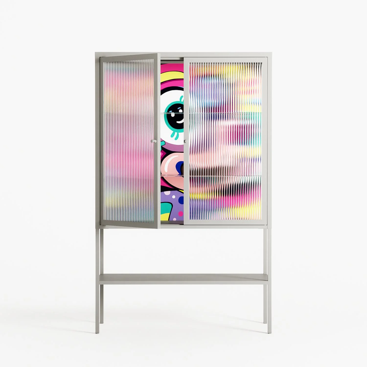 HappyFe - Loft Cabinet - Maddalena Fanfani - Chalk - Reeded glass - Image 2