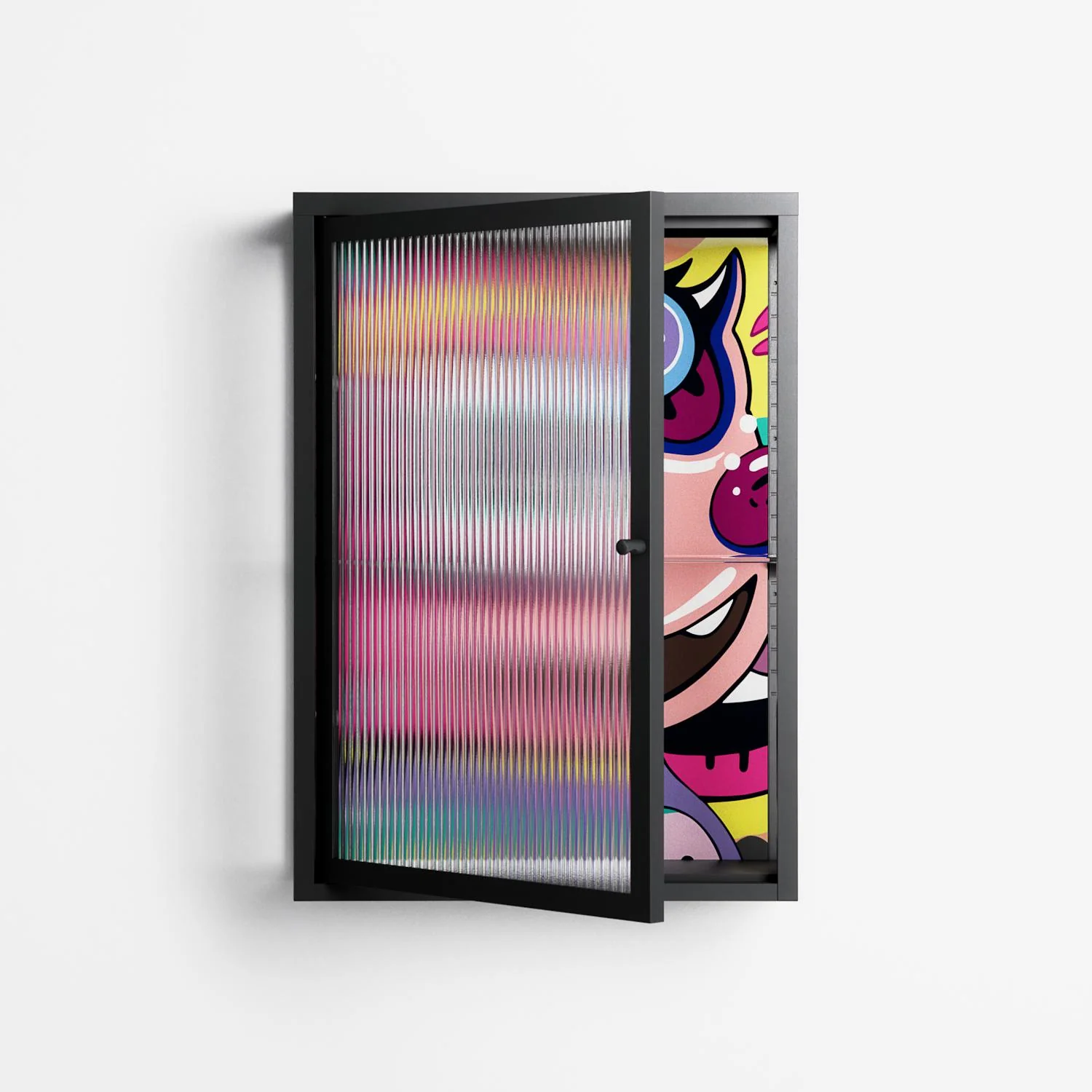HappyFe - Wall Cabinet - Maddalena Fanfani - Antracite - Reeded glass - Image 2