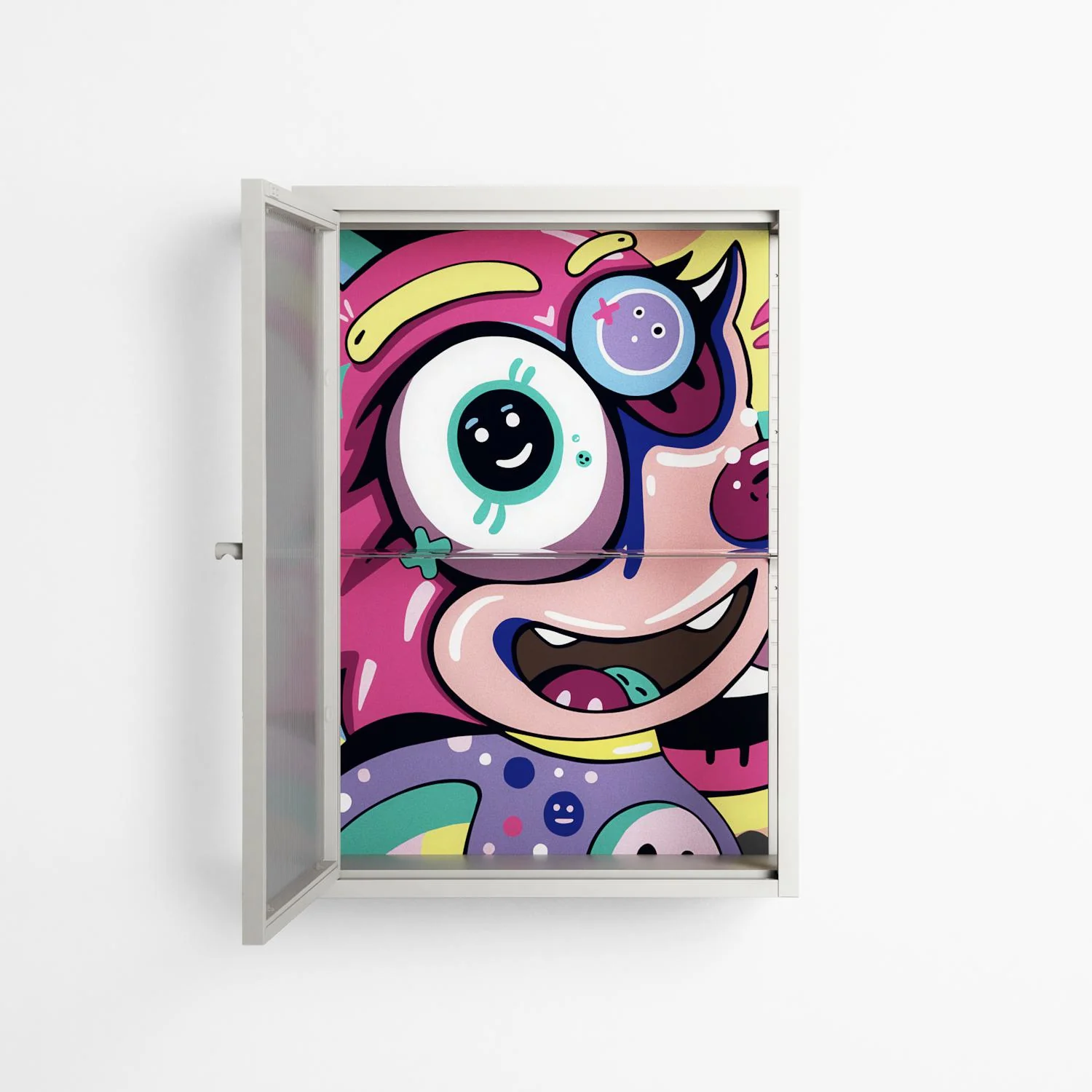 HappyFe - Wall Cabinet - Maddalena Fanfani - Chalk - Reeded glass - Image 3