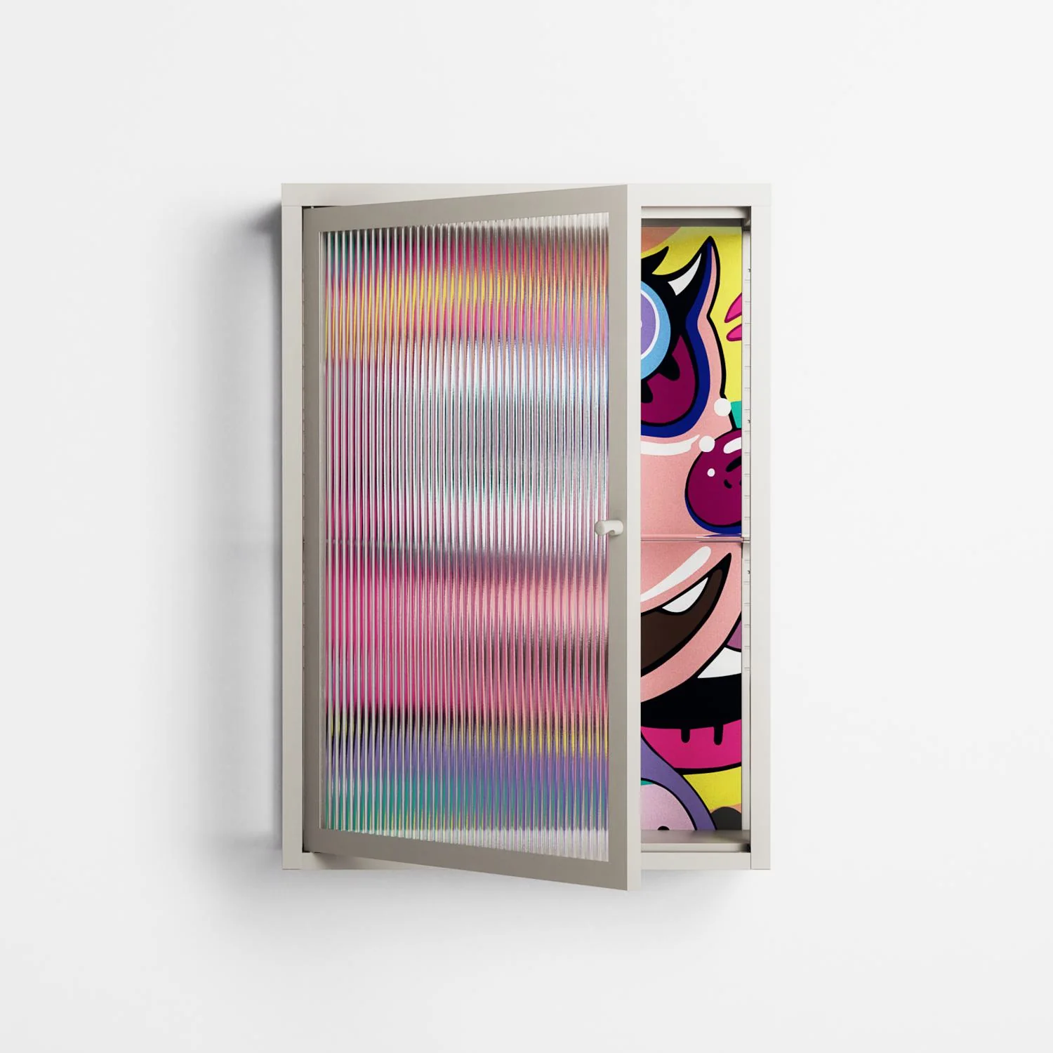 HappyFe - Wall Cabinet - Maddalena Fanfani - Pebble - Reeded glass - Image 2