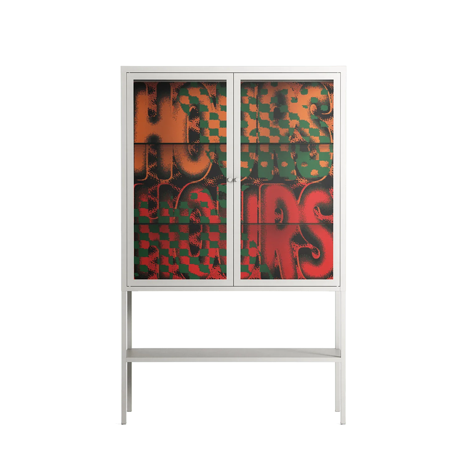 Hours - Loft Cabinet - Oluwasheyi Adebayo - Chalk - Clear glass