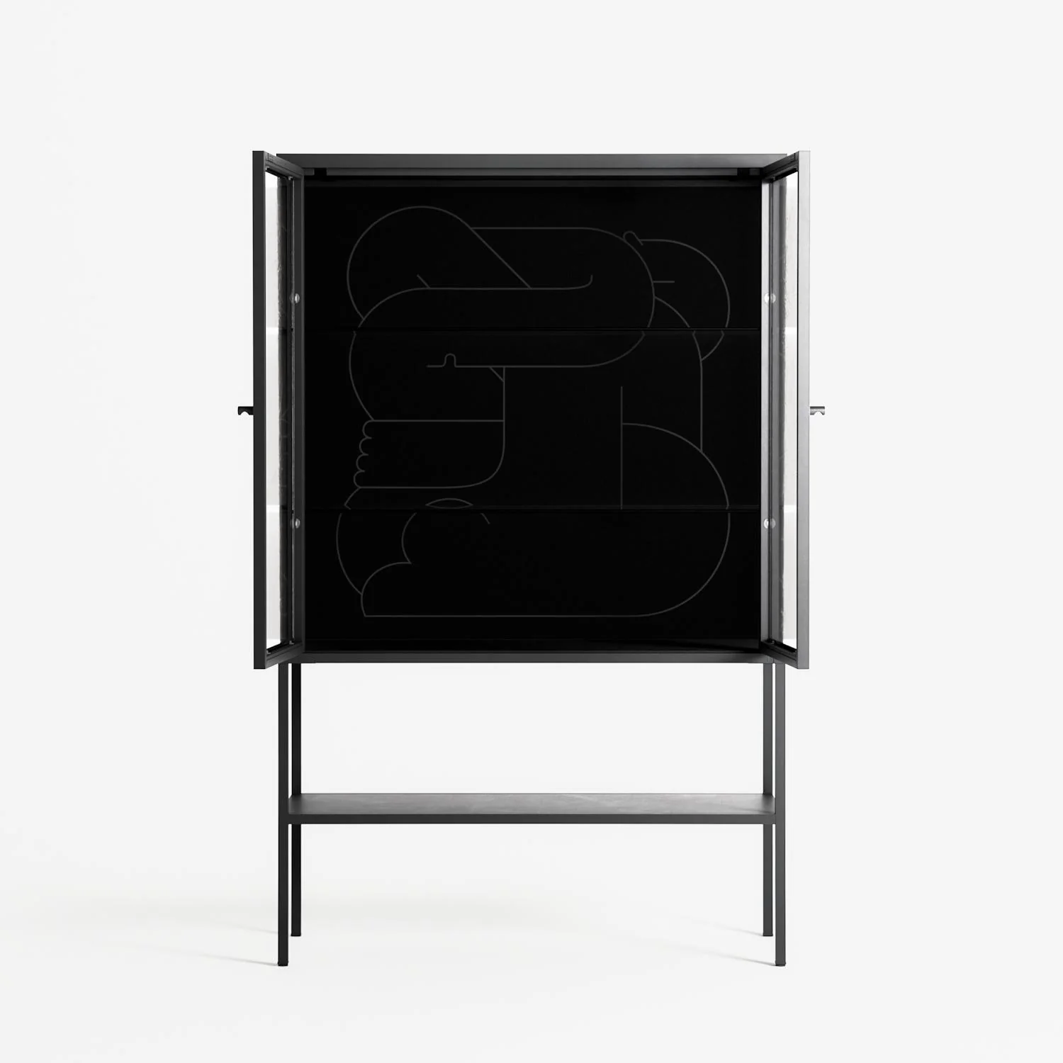 Hug 1 - Loft Cabinet - Andrea Devia-Nuño - Antracite - Clear glass - Image 3